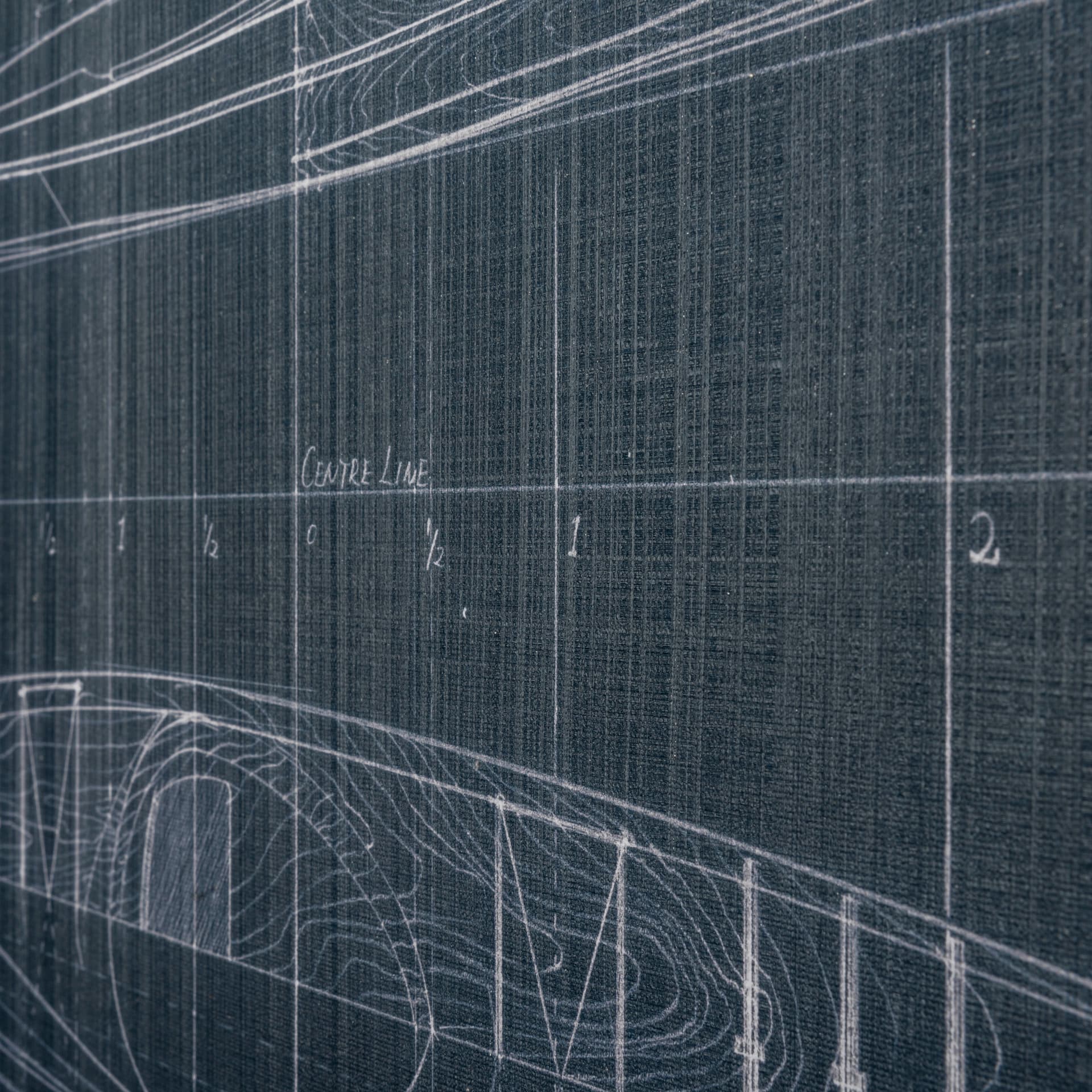 Kayak Blueprint (50 x 30) by Fiona H a Hand Embellished Textured Canvas — product photograph