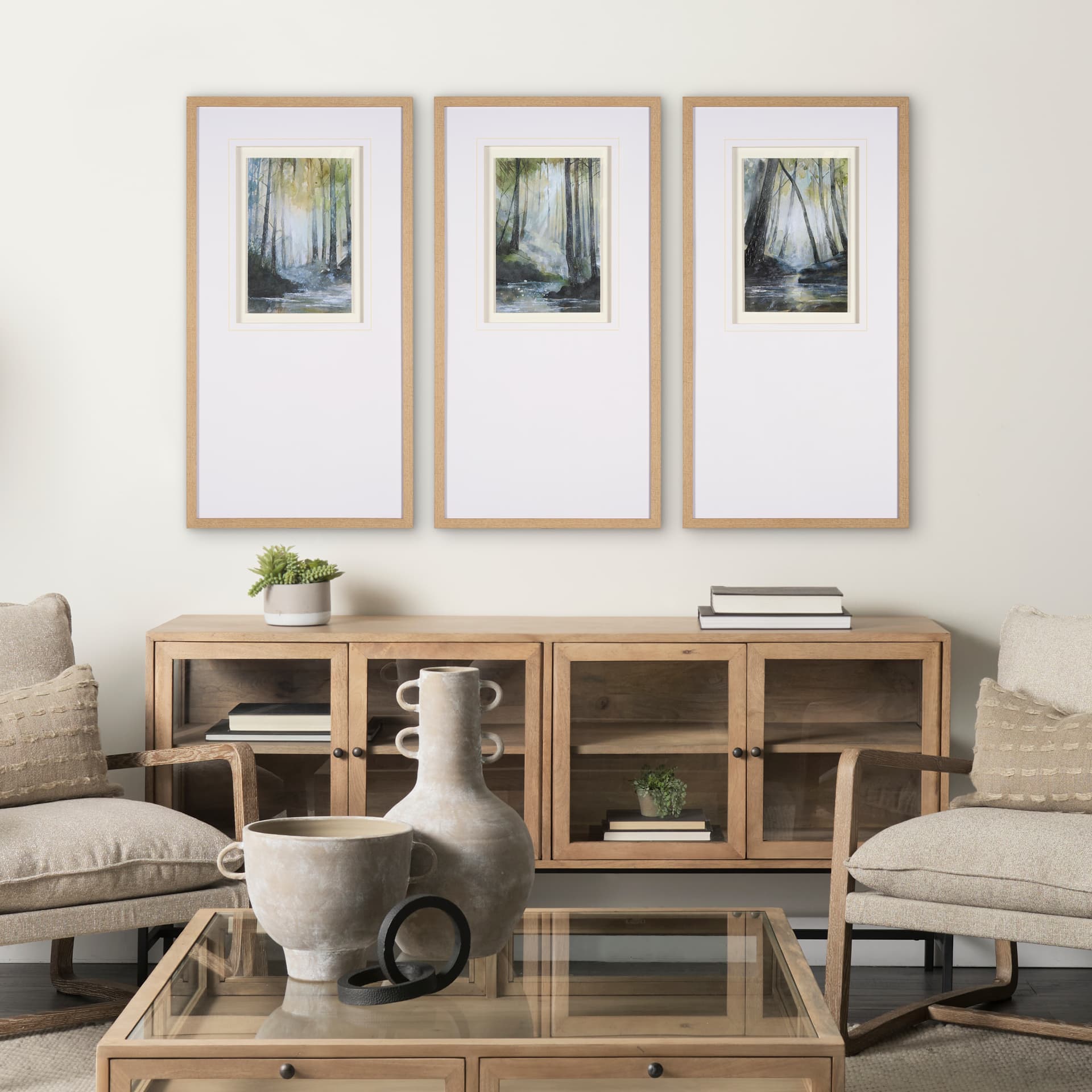 Spring Light III by Mercana Studio a Hand Embelished Textured Framed Art Print Matted under Glass — in a styled room
