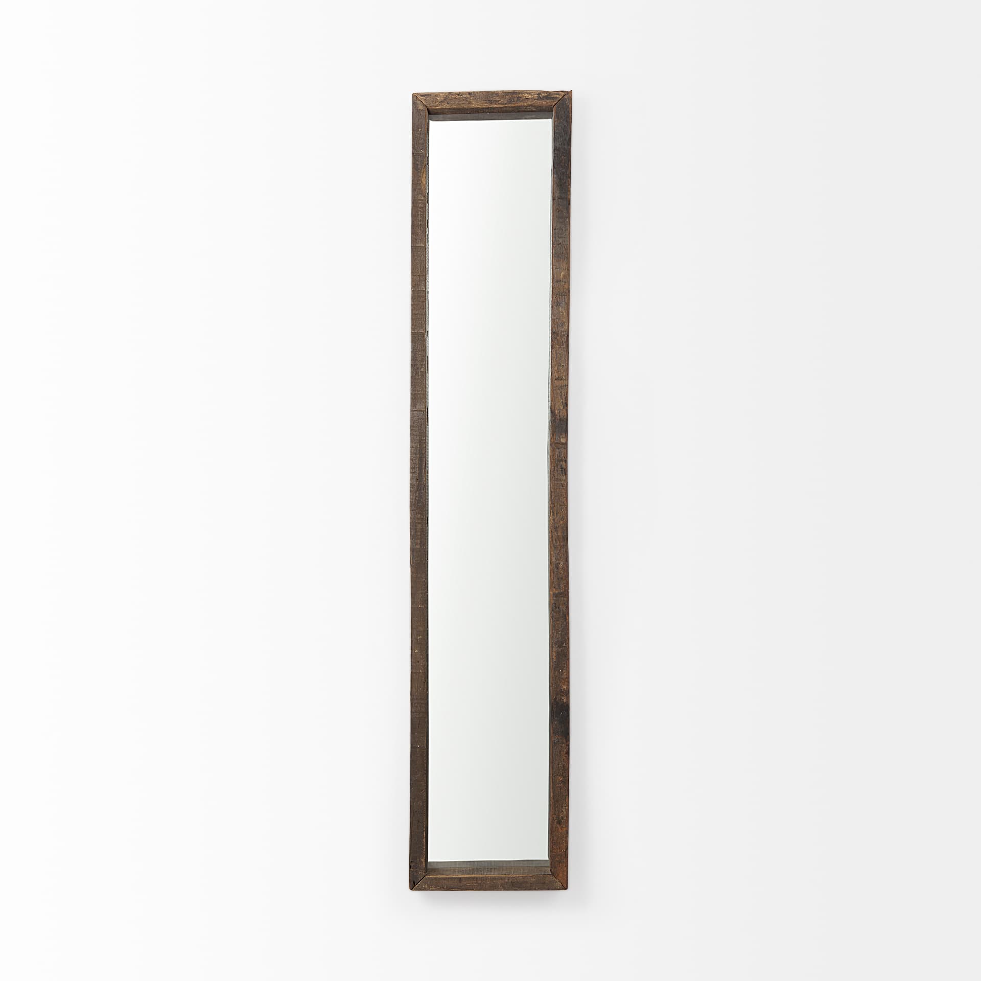 Gervaise 12L x 2W x 59H Brown Wood Frame Rectangular Wall Mirror — product photograph