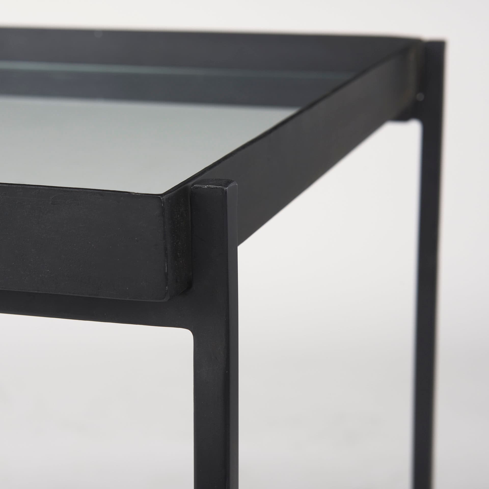 Trey Black Metal W/Glass Accent Table — product photograph