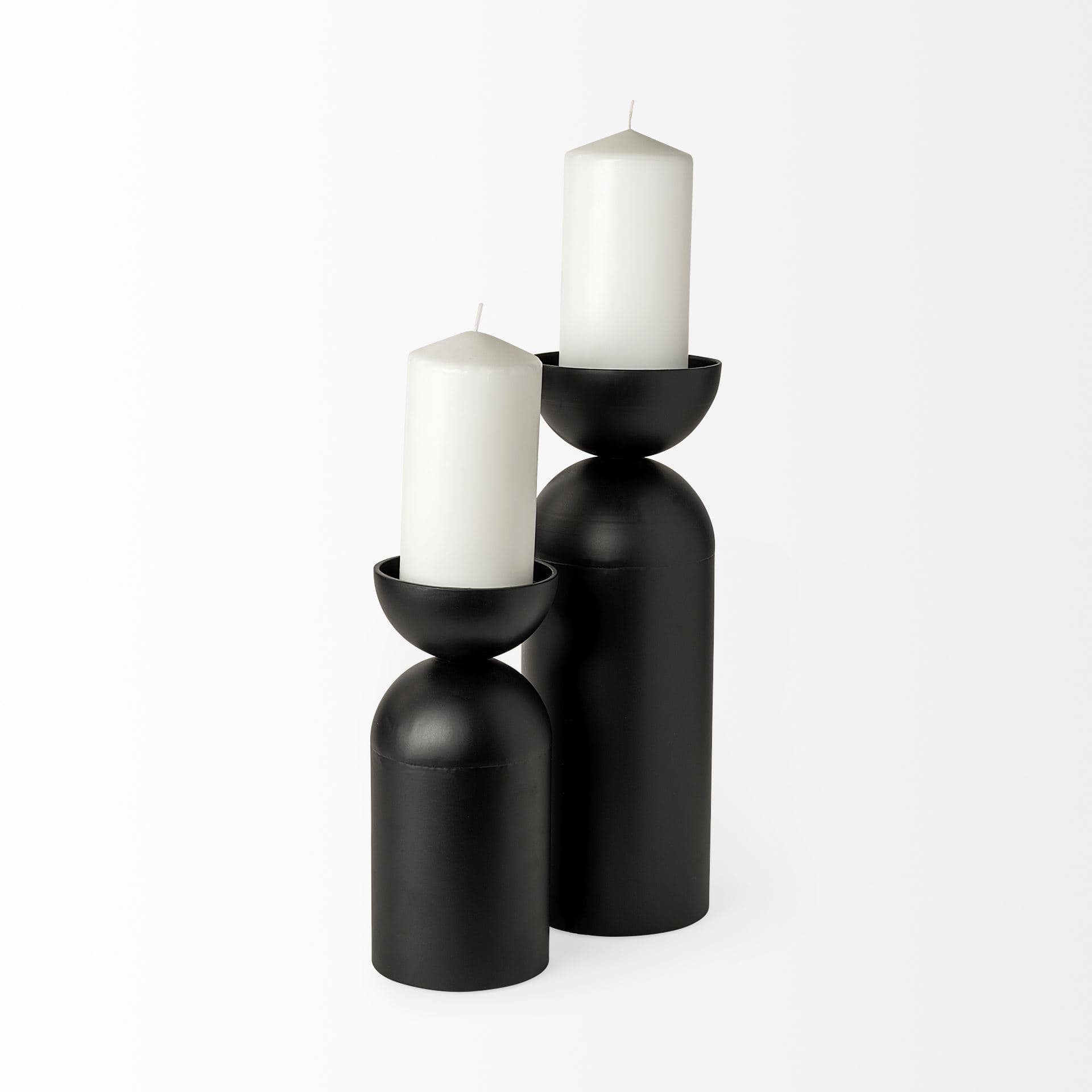 Alex Large Black Metal Cylindrical Table Candle Holder — product photograph