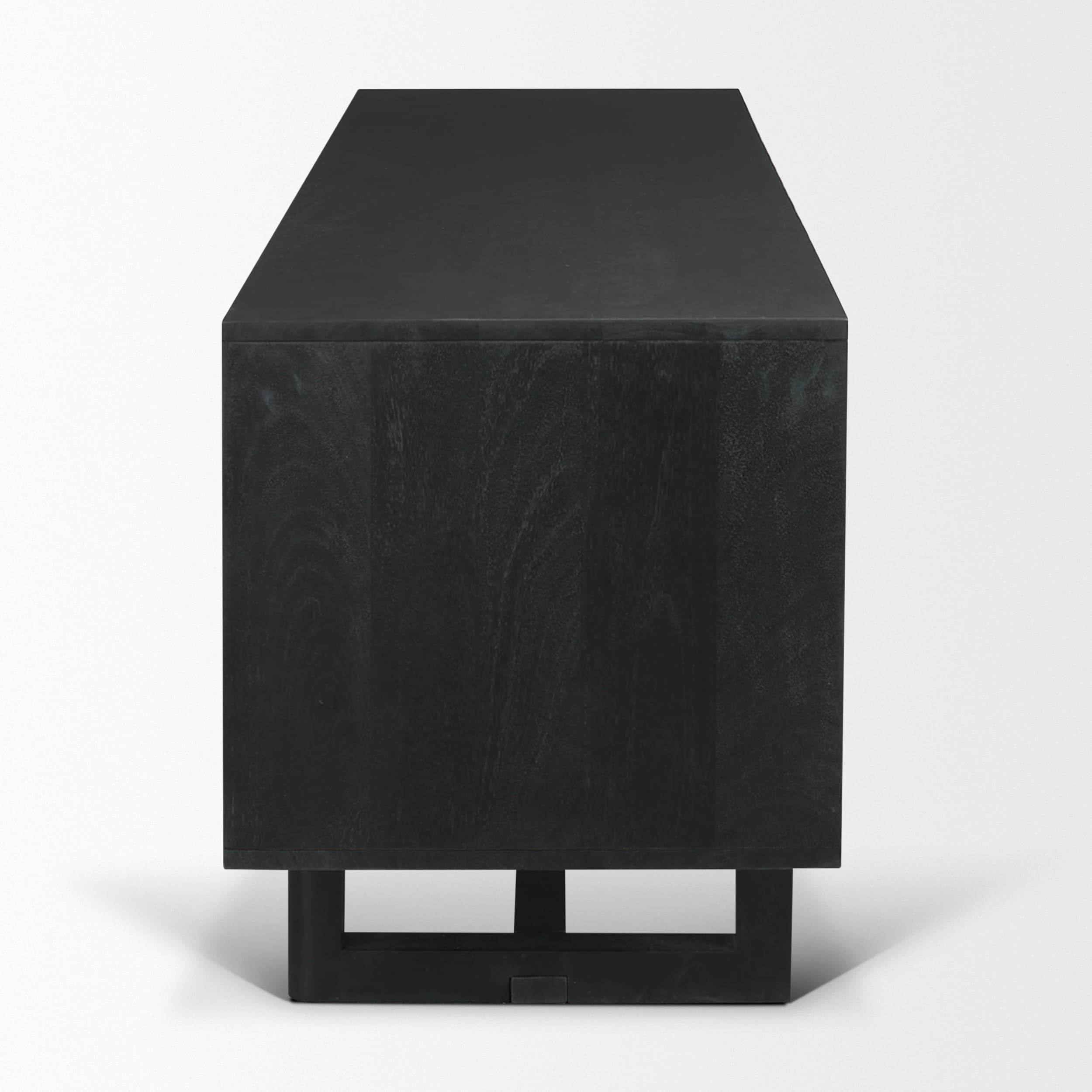 Grier 65" Black Solid Wood W/ Black Cane Media Console — product photograph