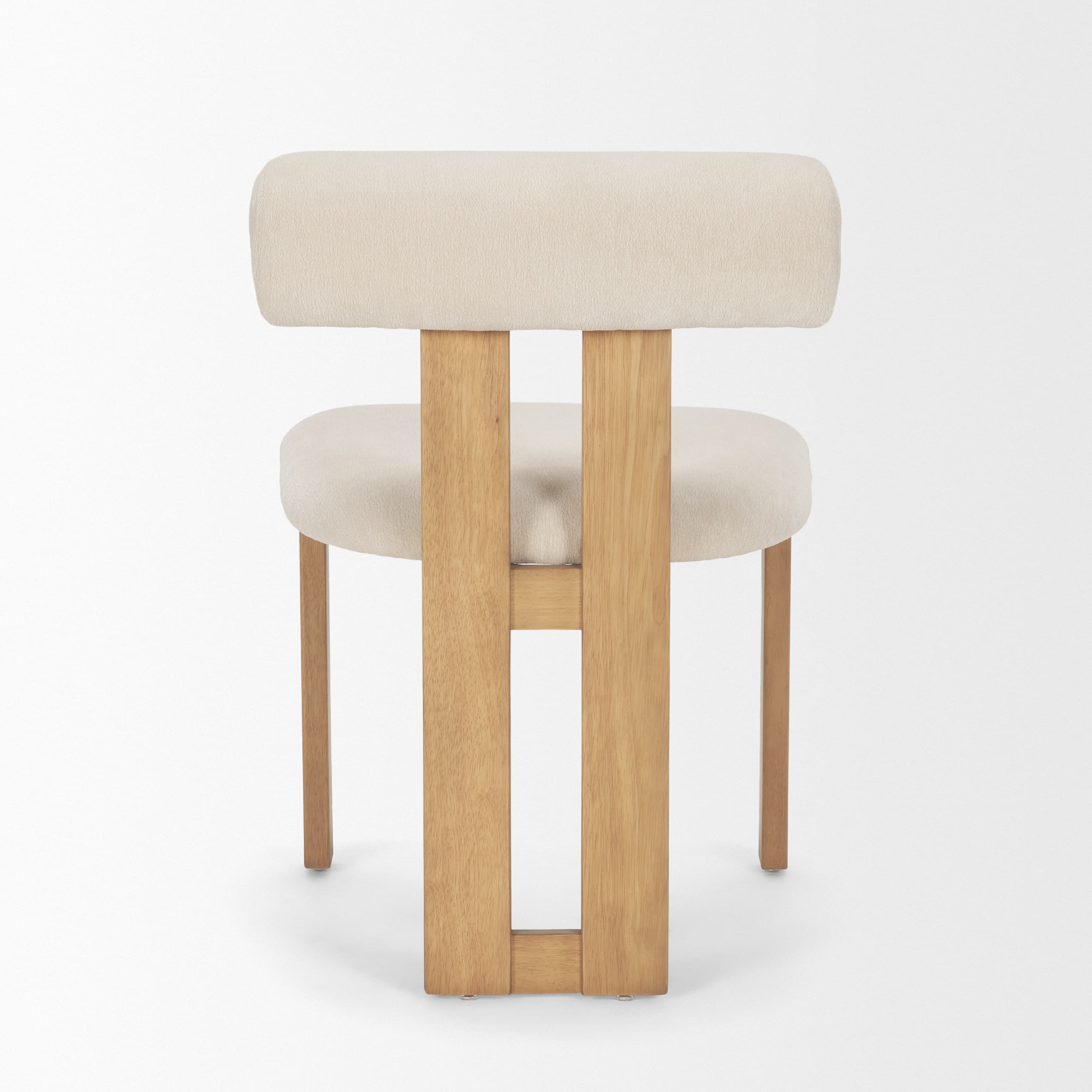 Tribeca Open Back Dining Side Chair | Cream Chenille w/ Brown Wood — product photograph