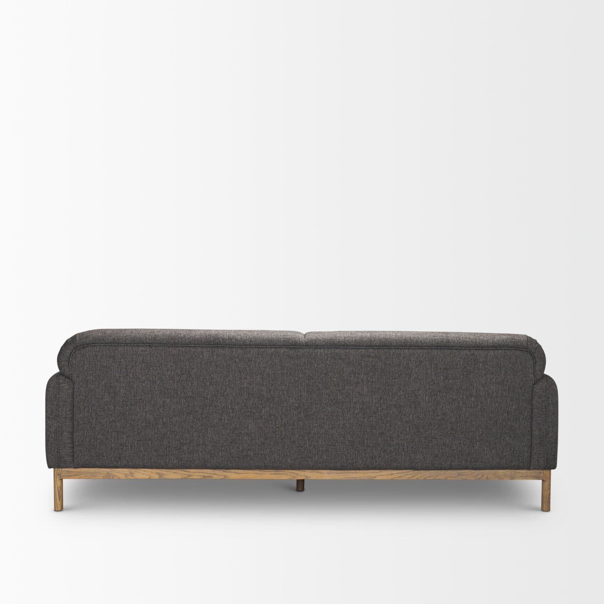 Hale Sofa W/ Medium Brown Wood and Gray Fabric — product photograph