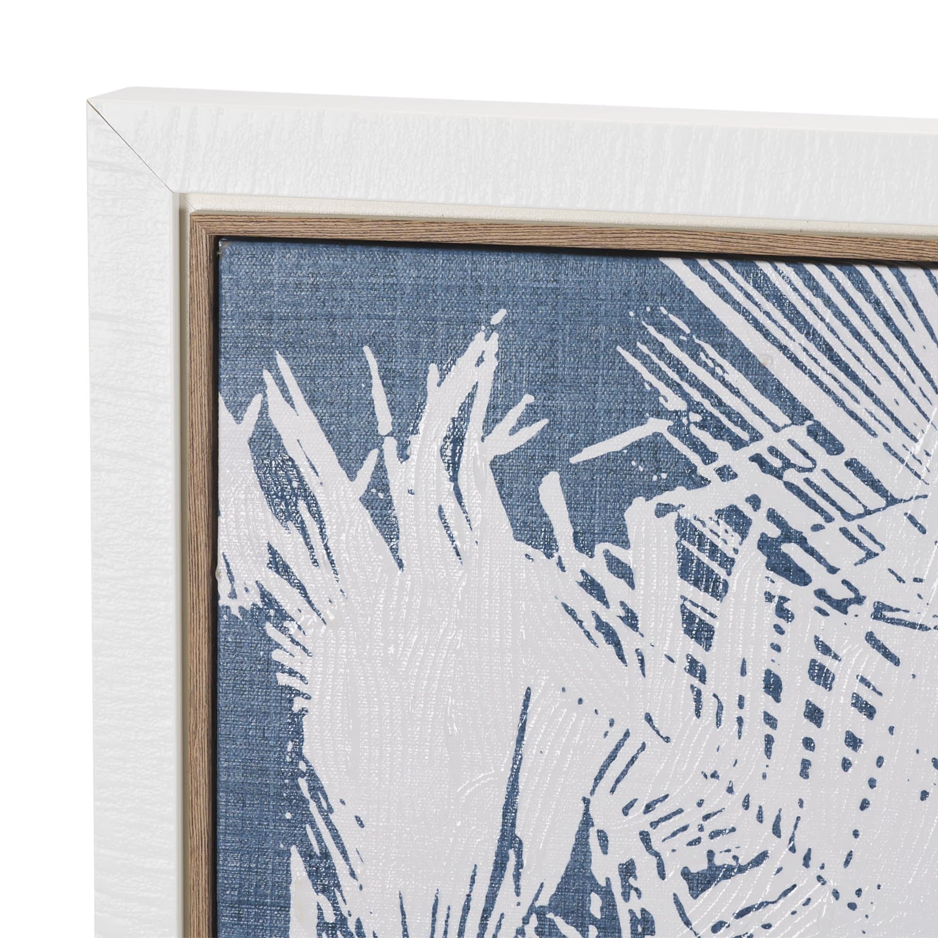 Palm Shadow I (Blue) by Mercana Studio Hand-Embellished Textured Framed Canvas Artwork — product photograph