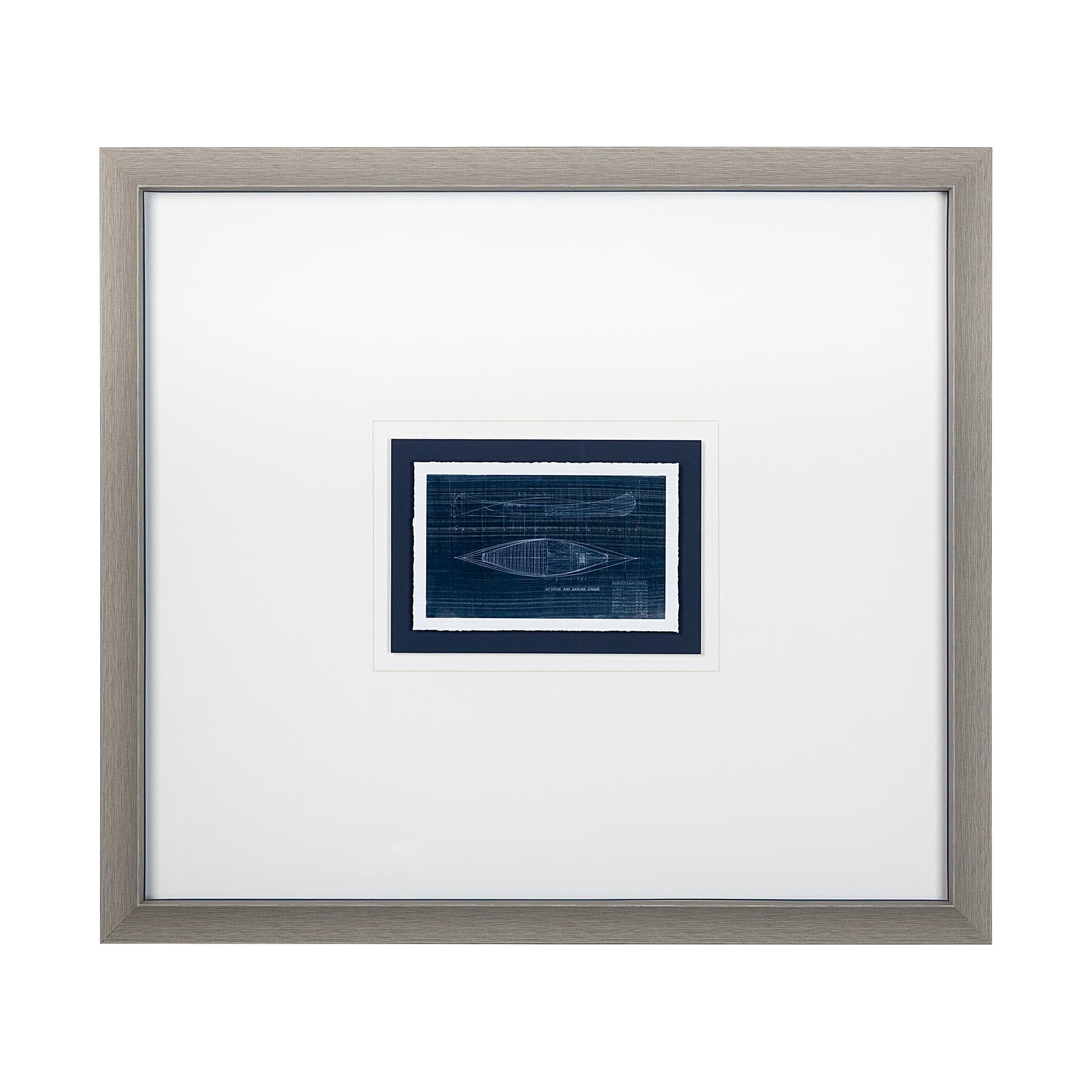 Canoe Blueprint by Dayna a Hand Embellished Textured Framed Art Print Matted under Glass — product photograph