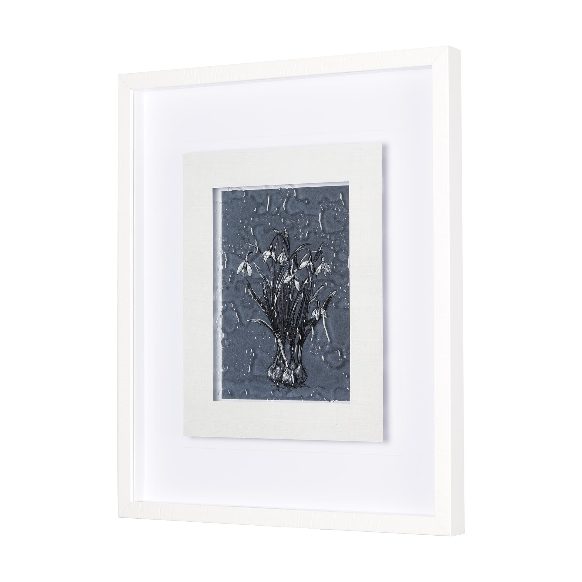 Botanical sketchesVI (Blue) by Mercana Studio Hand Embellished Framed Art Print Matted under Glass — product photograph