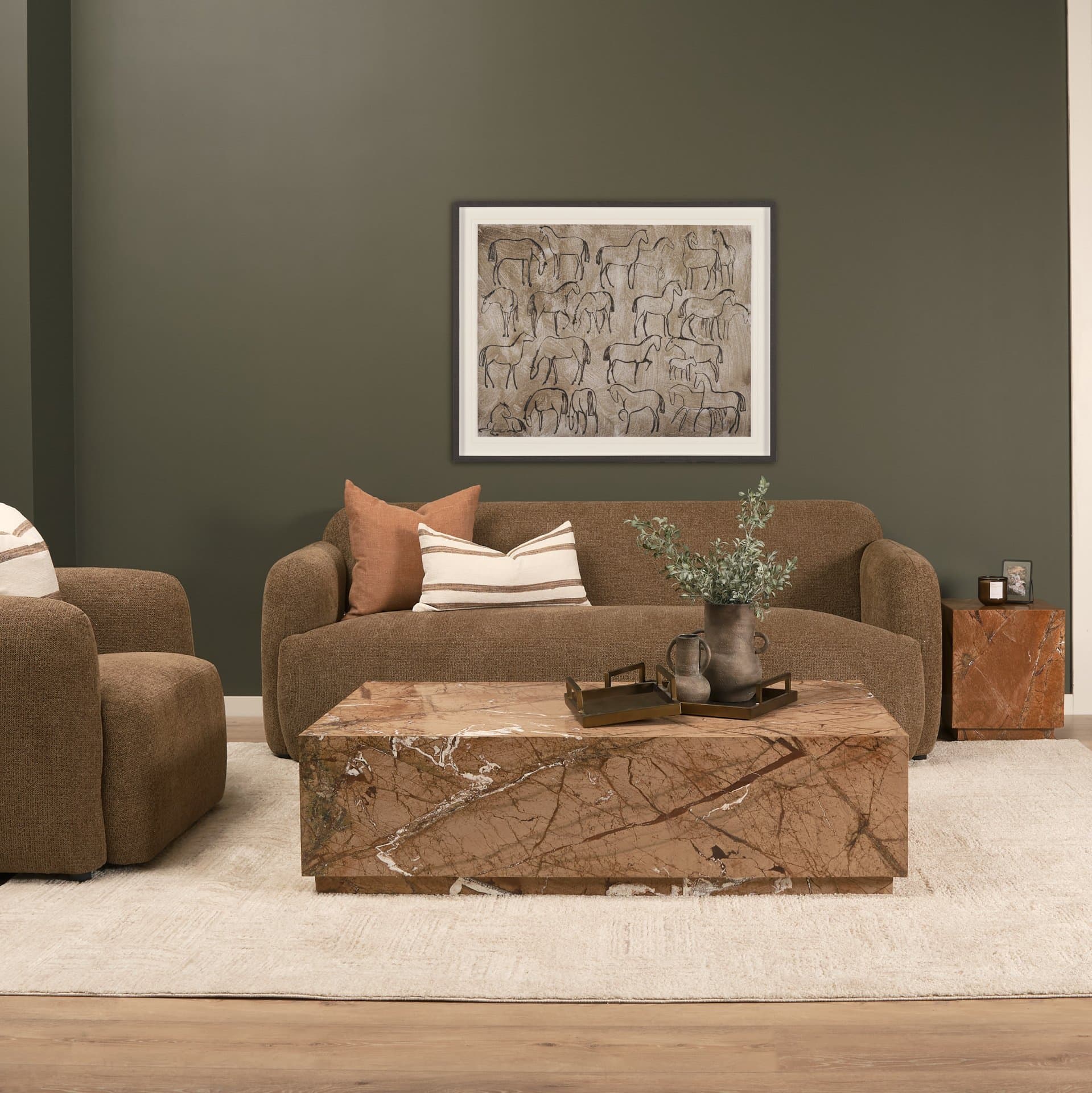Buckskin by Mercana Studio Hand-Embellished Textured Framed Artwork Matted under Glass — in a styled room