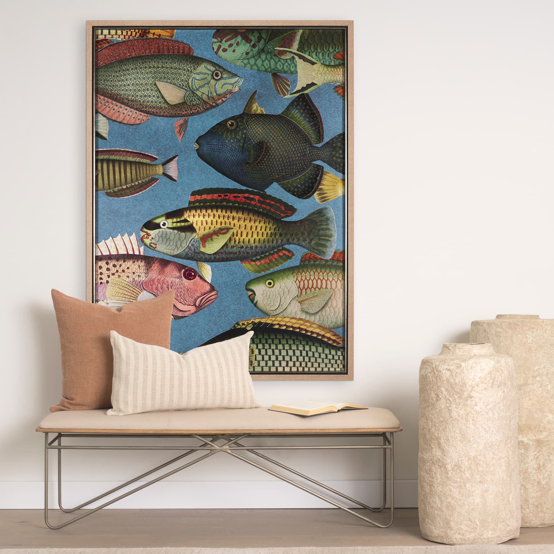 Vadum Piscis by Mercana Studio a Hand Embelished Textured Framed Art Print — in a styled room