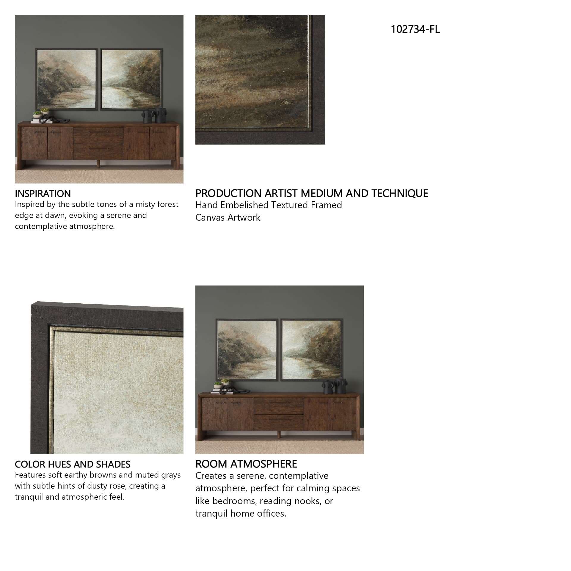 Forest Edge I by Mercana Studio Hand-Embellished Textured Framed Canvas Artwork — in a styled room