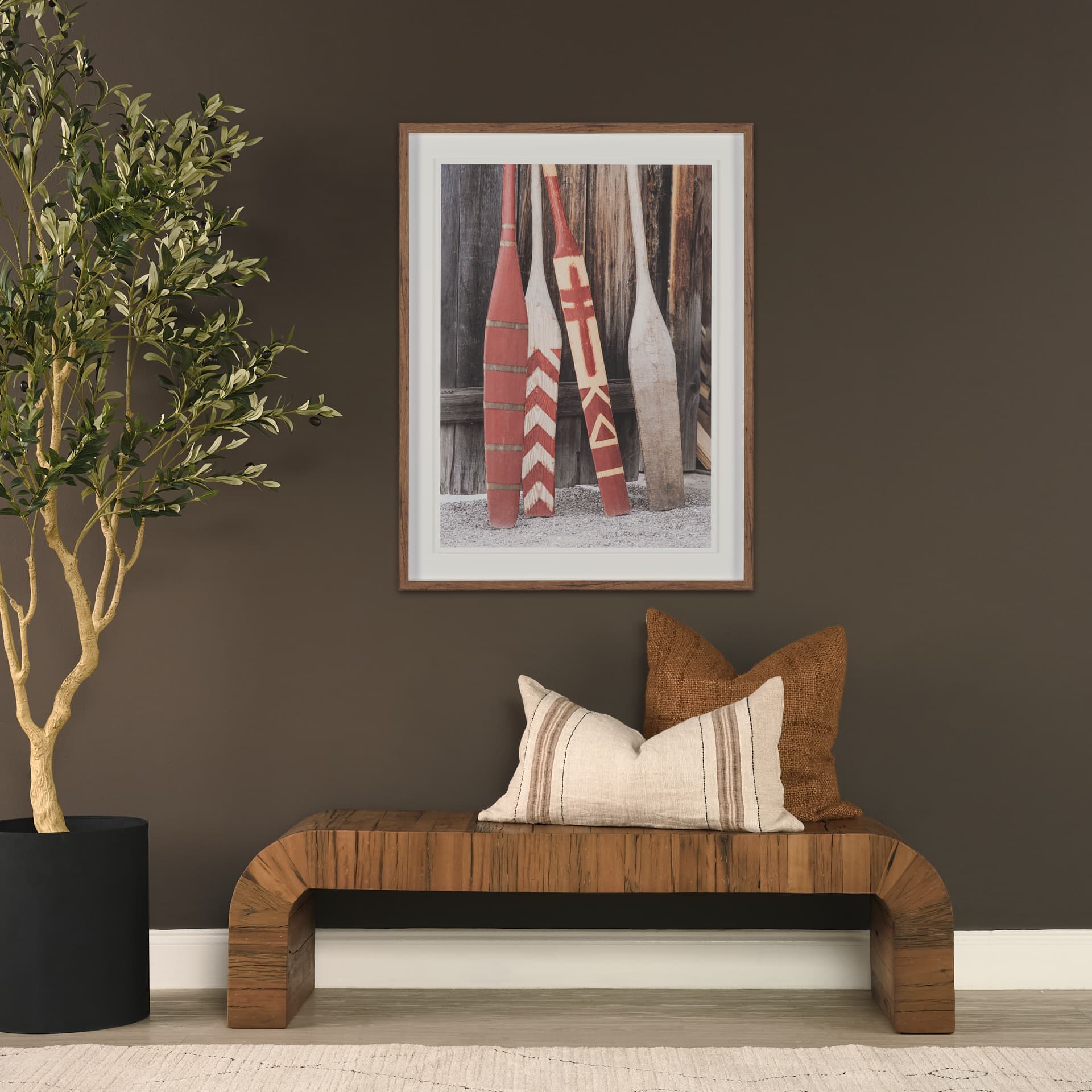 Canoe Paddles by Deborah Revell Hand Embelished Framed Art Print Matted under Glass — product photograph