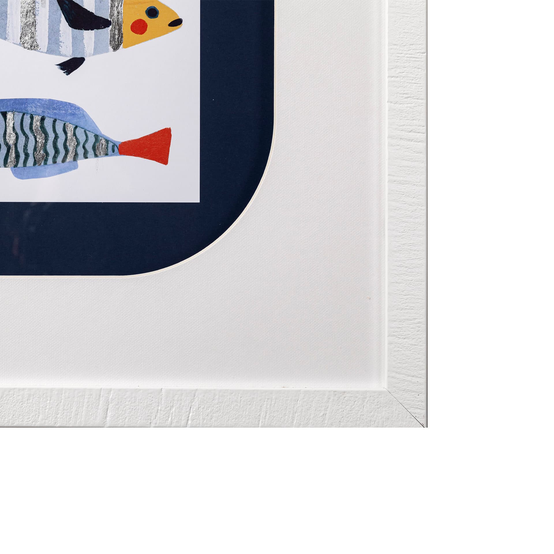 Patterned Fish I by Victoria Barnes a Hand Embellished Textured Framed Art Print Matted under Glass — product photograph