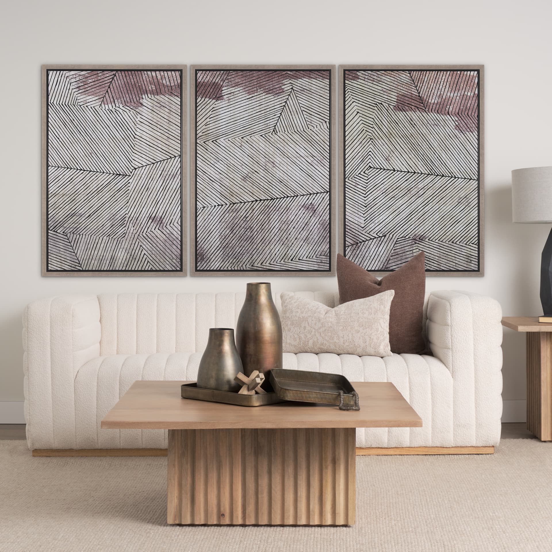 Papyrus Texture II by Mercana Studio a Hand Embellished Textured Framed Canvas — in a styled room