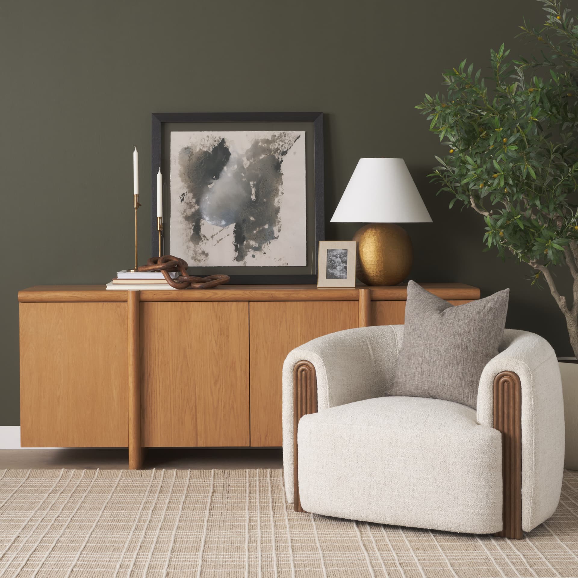 Rowan Light Brown Oak Wood Closed 4 Door Sideboard — product photograph