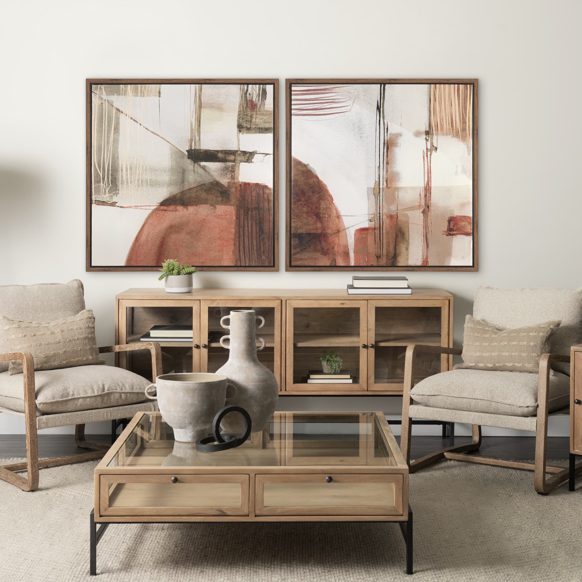 Echoes in Balance II by Mercana Studio Hand-Embellished Textured Framed Canvas Artwork — in a styled room