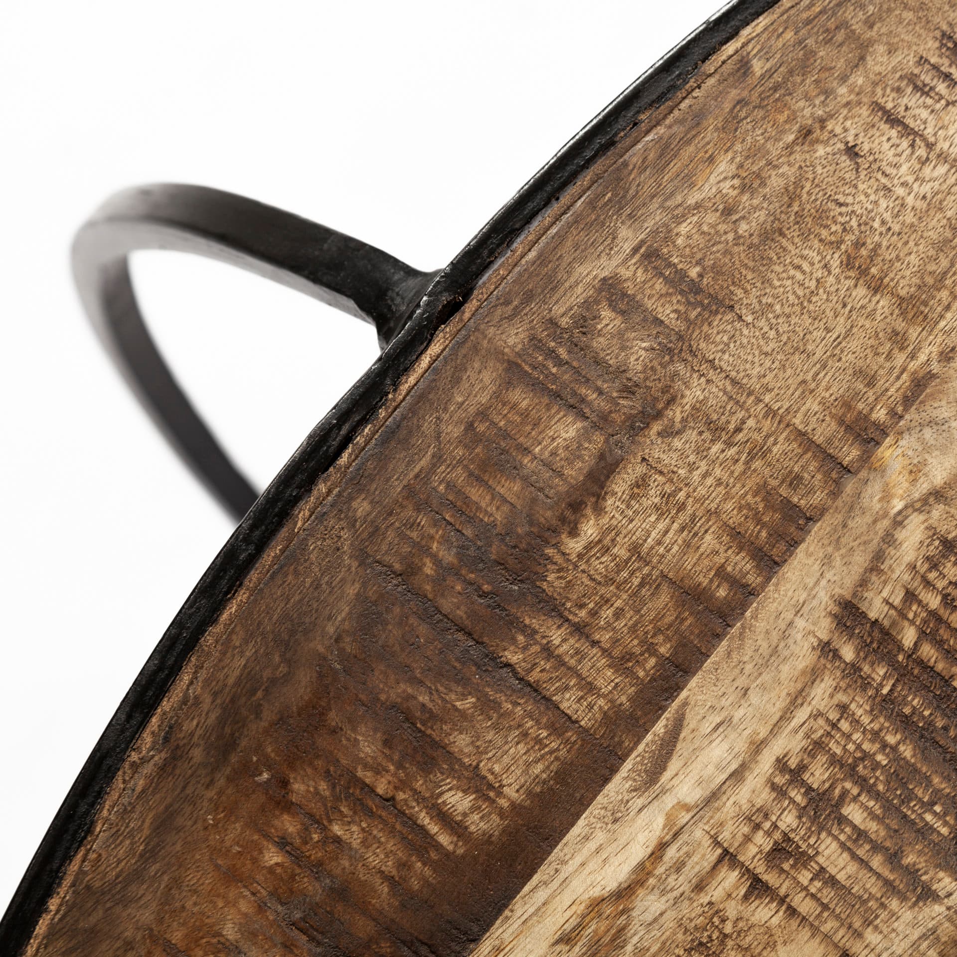 Clapp I Set of 2 (41" & 38") Round Brown Wood Top Black Iron Base Nesting Coffee Tables — product photograph