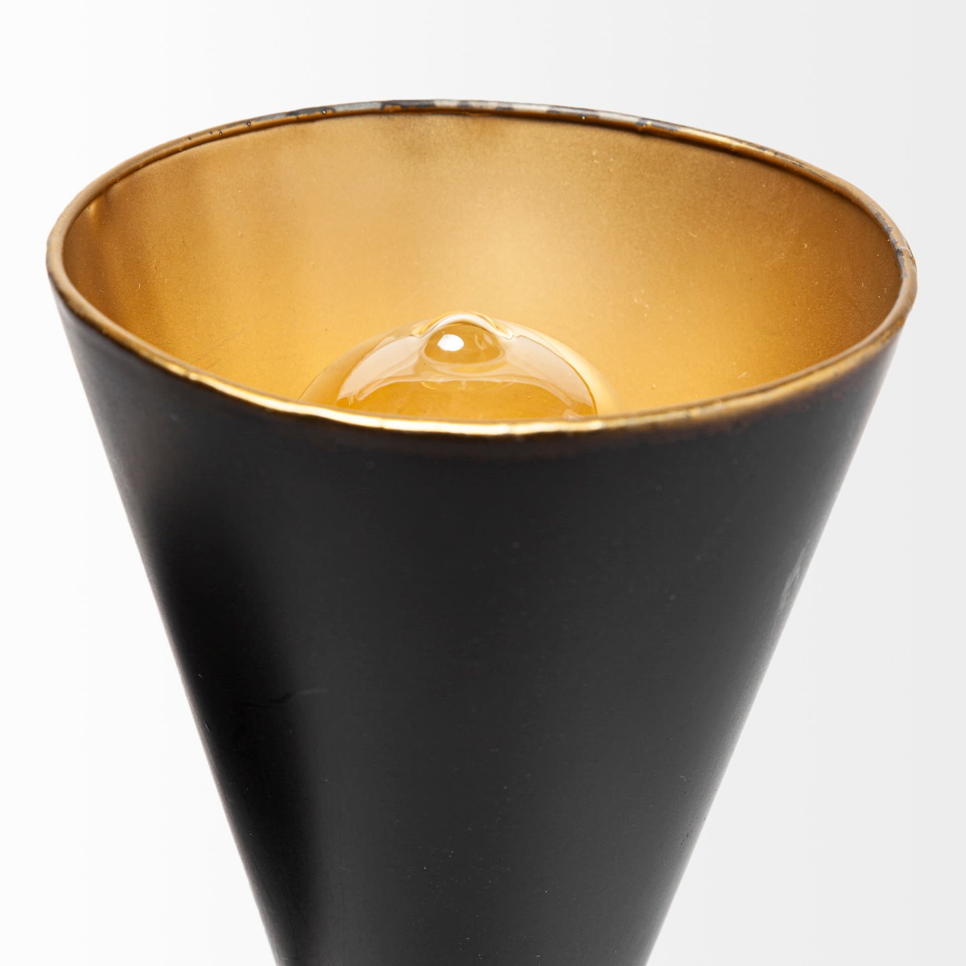 Eris II 7.3x12.6 Black Metal w/Gold Accent Double-Cone Wall Sconce — product photograph