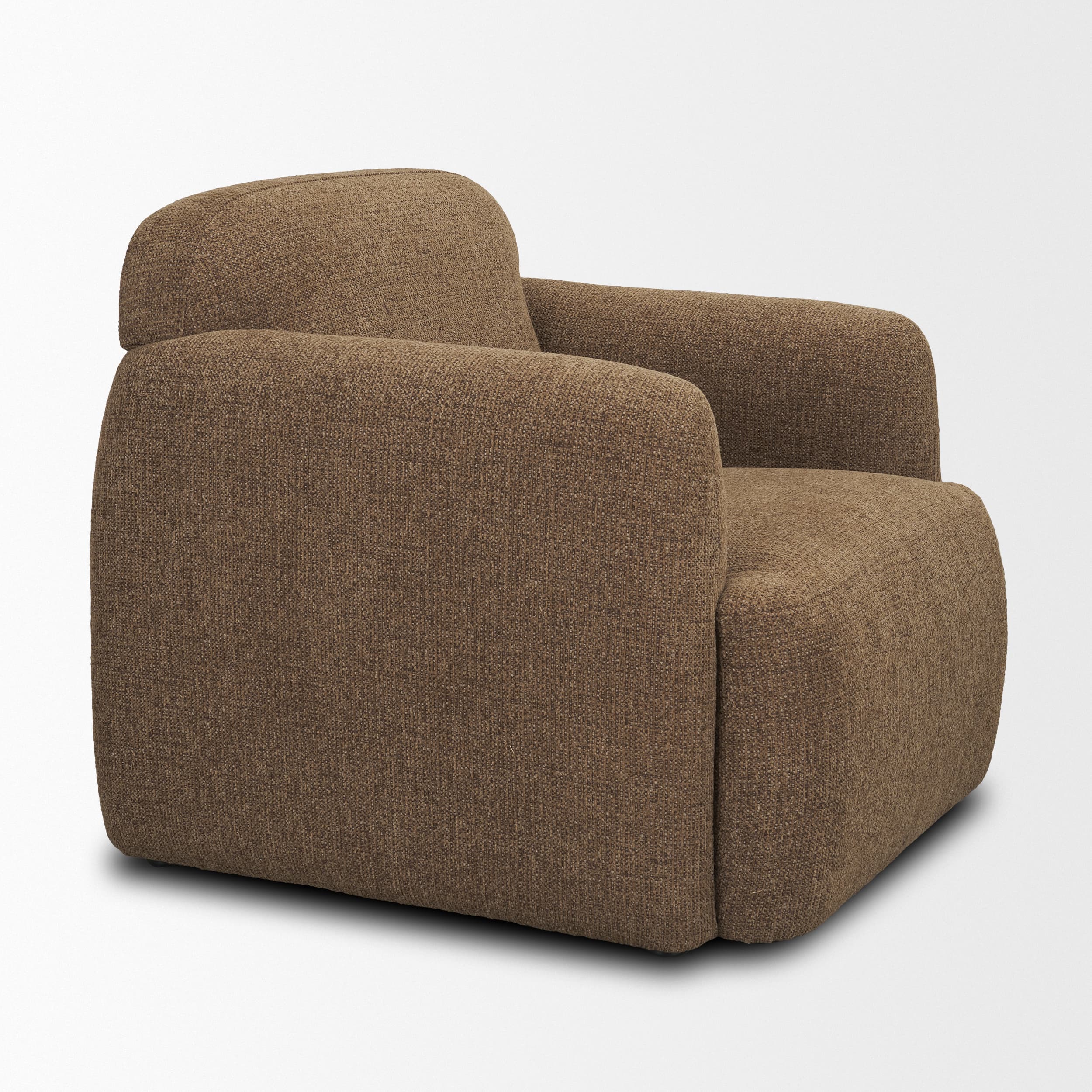 Saga Textured Brown Plush Fabric Upholstered Chair — product photograph
