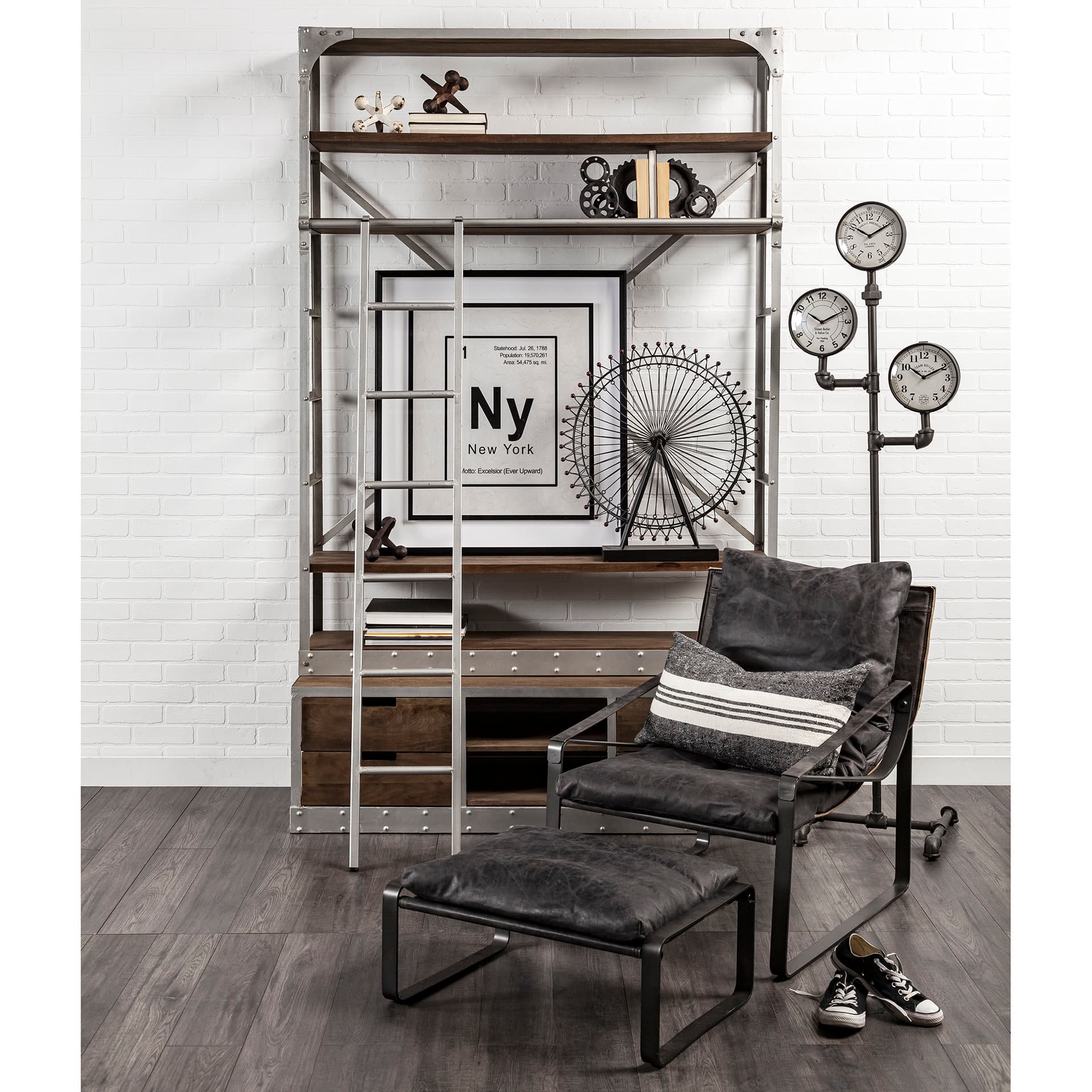 Cogsworth Set of 2 14L x 4W Brown Resin Industrial Gear Bookends — in a styled room