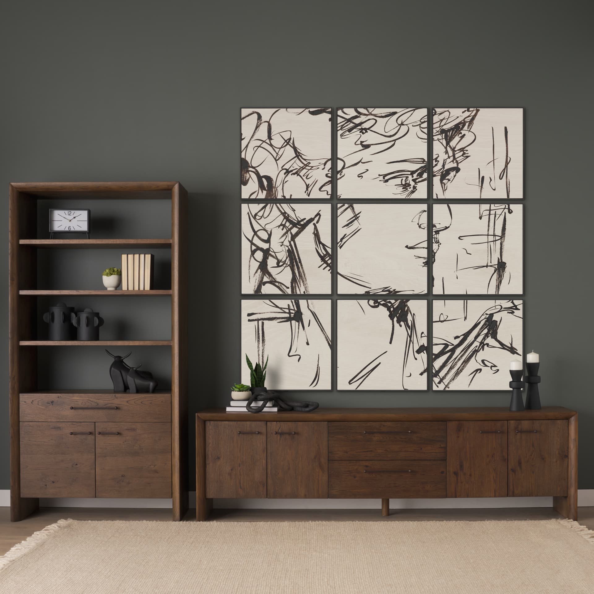 Sculptured Chaos V by Mercana Studio Hand Embellished Textured Framed Artwork — in a styled room