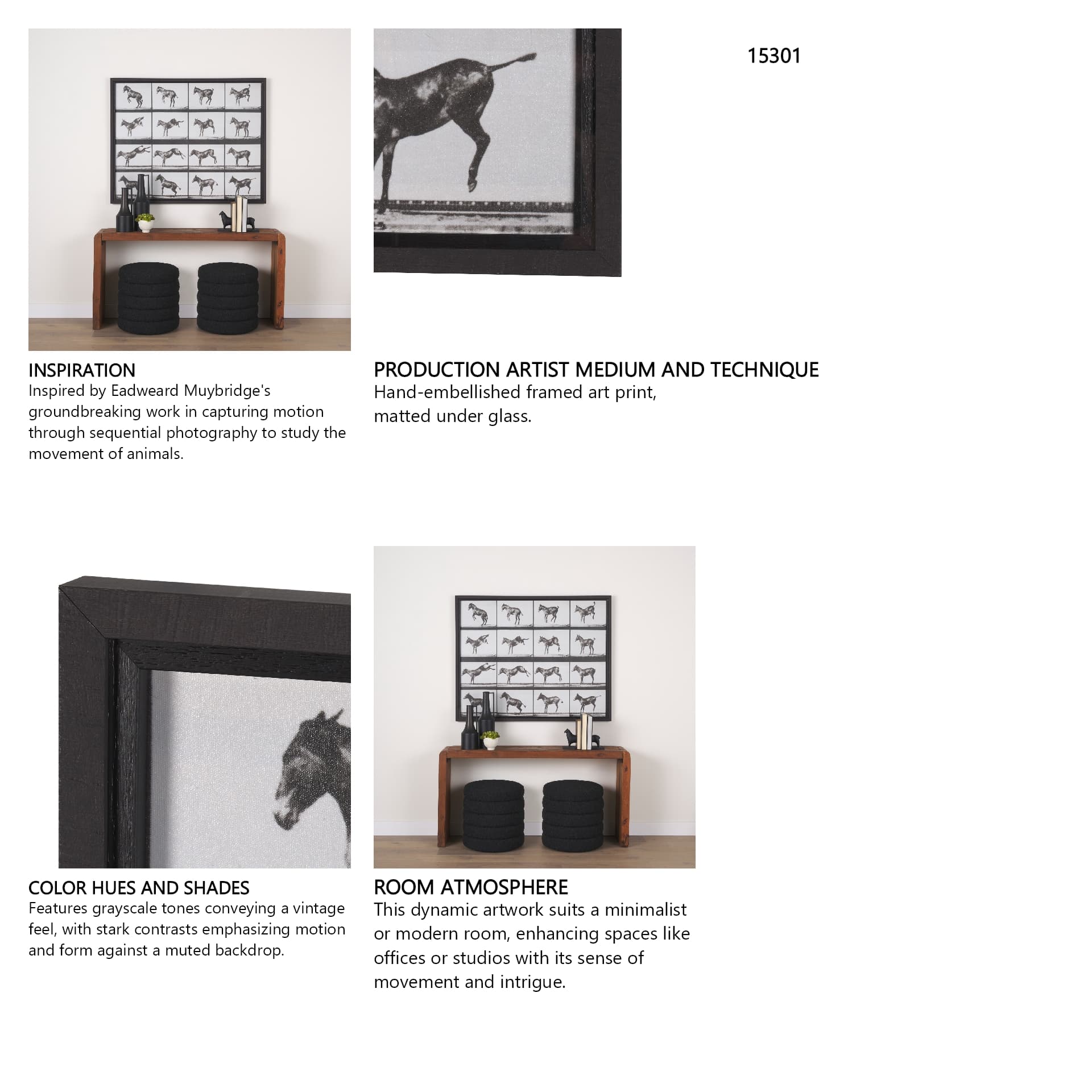 Bucking and Kicking by Eadweard Muybridge Hand Embellished Framed Art Print Matted under Glass — in a styled room