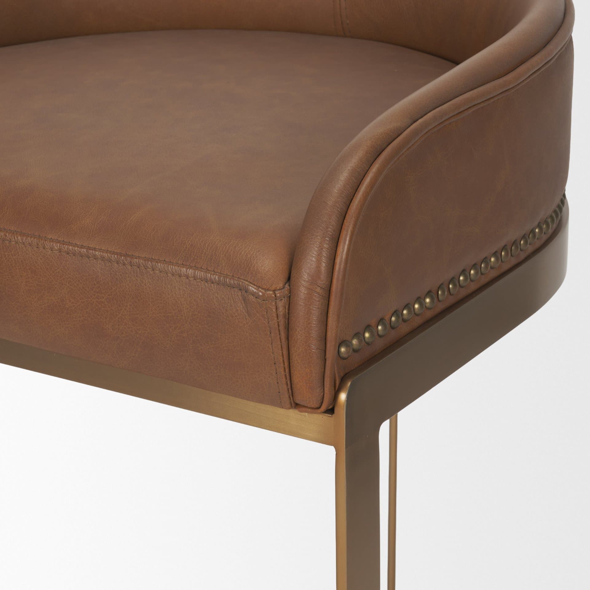 Hollyfield Backless 24.75in Seat Counter Stool | Cognac Brown Leather — product photograph