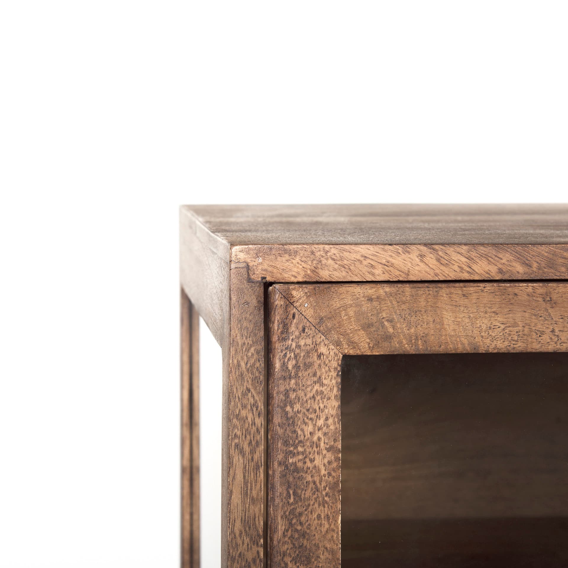 Arelius 70L x 18.75W x 32H Medium Brown, Black Metal Base w/ 4 Glass Door Cabinets Sideboard — product photograph