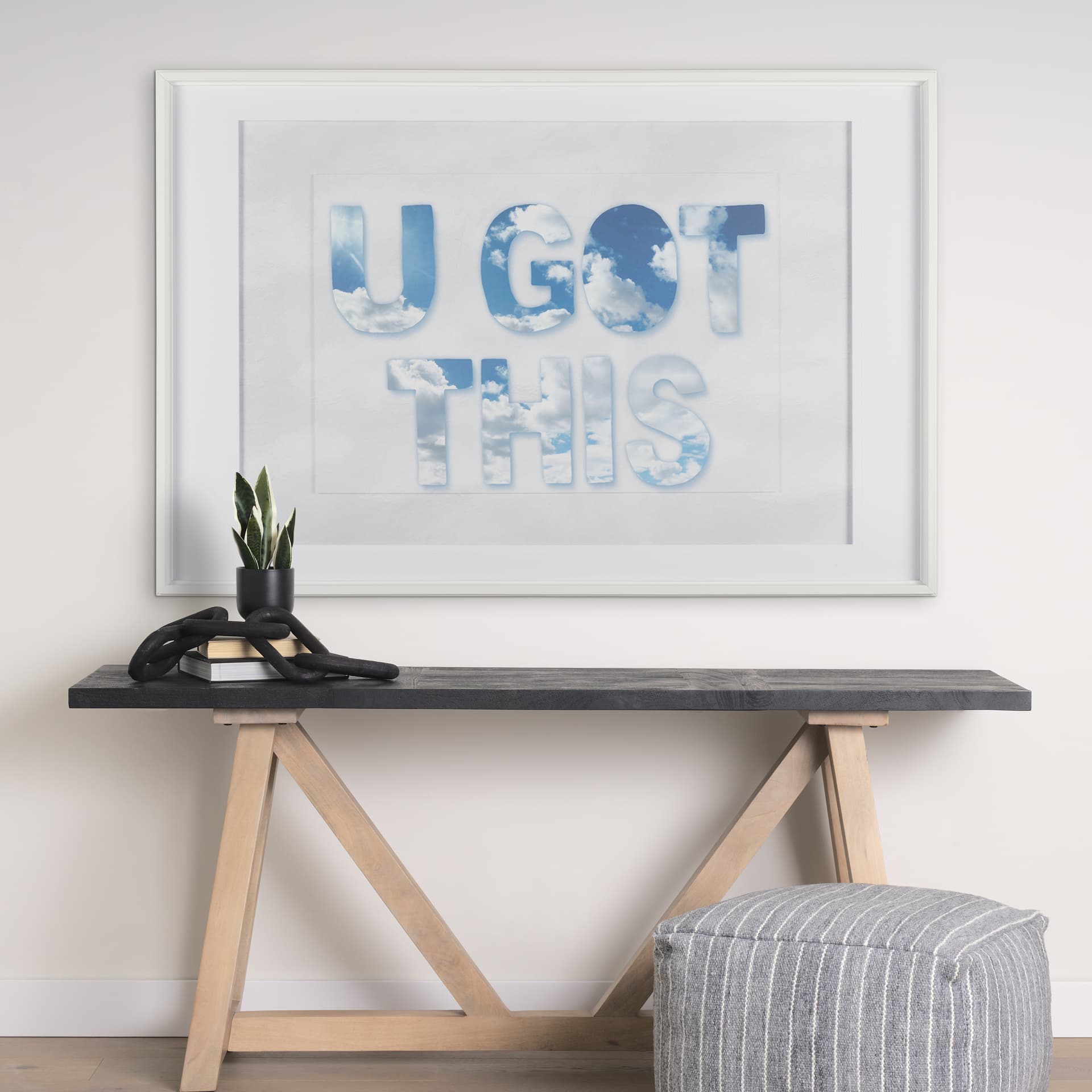 Simple Voice -This by Mercana Studio a Framed Art Print Matted under Glass — in a styled room