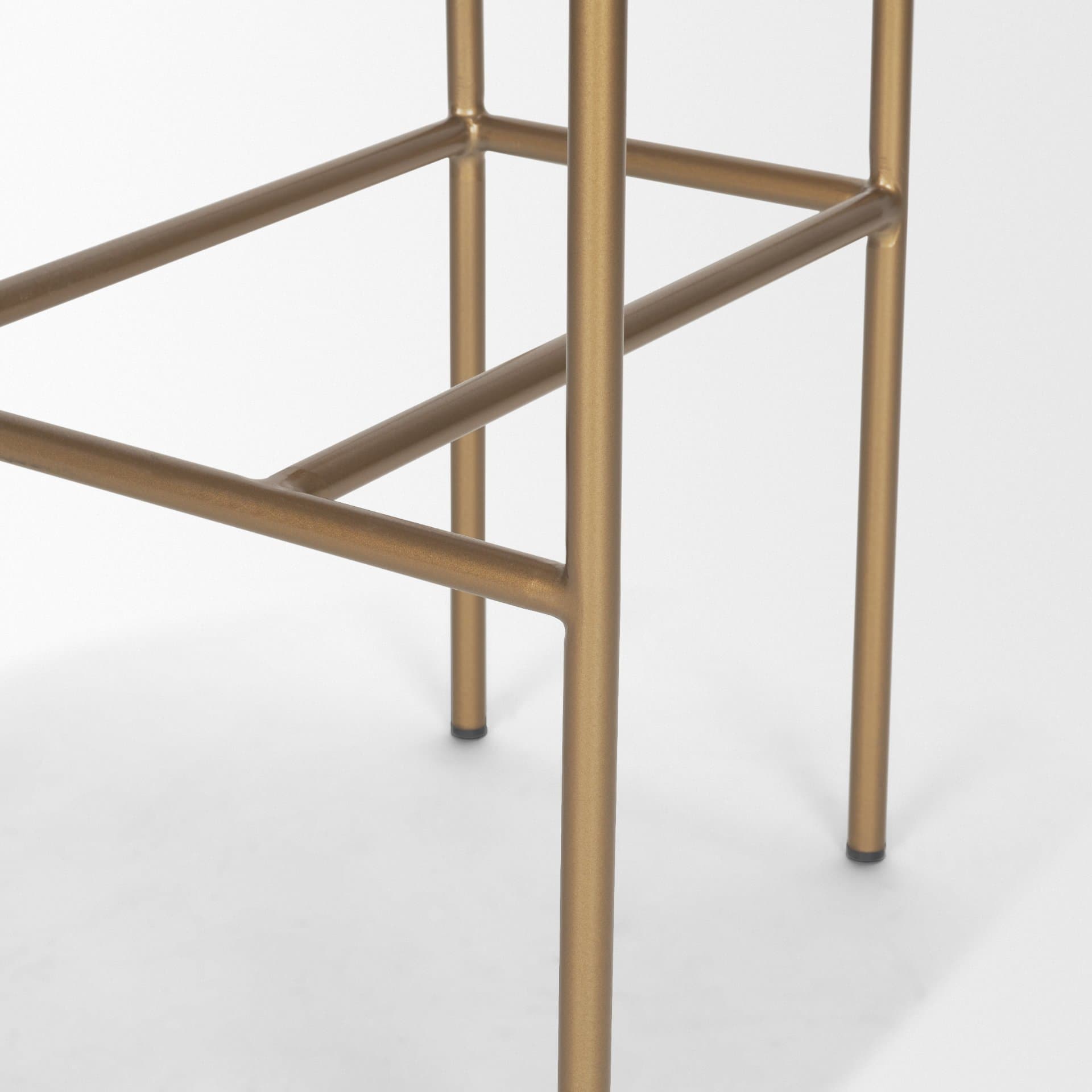 Parker Low Back 30.25in Seat Bar Stool | Cream Fabric w/ Gold Metal — product photograph