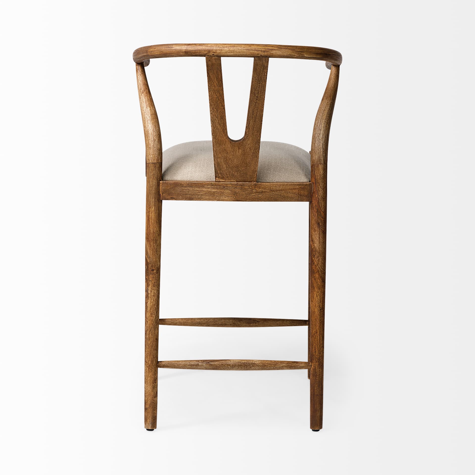 Trixie Backless 37in Seat Counter Stool | Cream Fabric w/ Brown Wood — product photograph