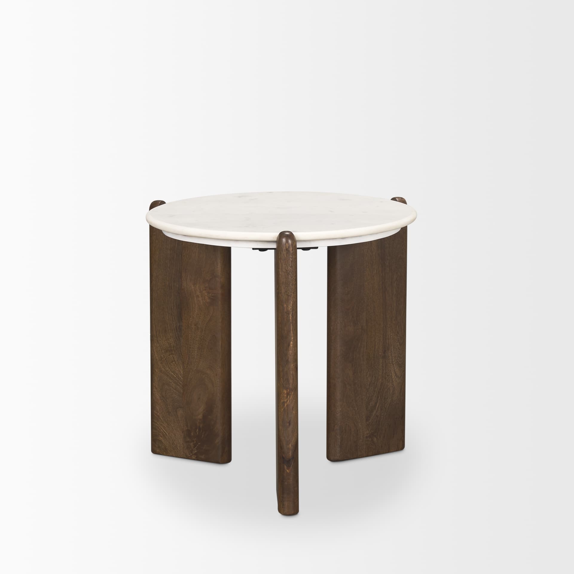 Rumer Dark Brown Wood w/ White Marble Side Table — product photograph