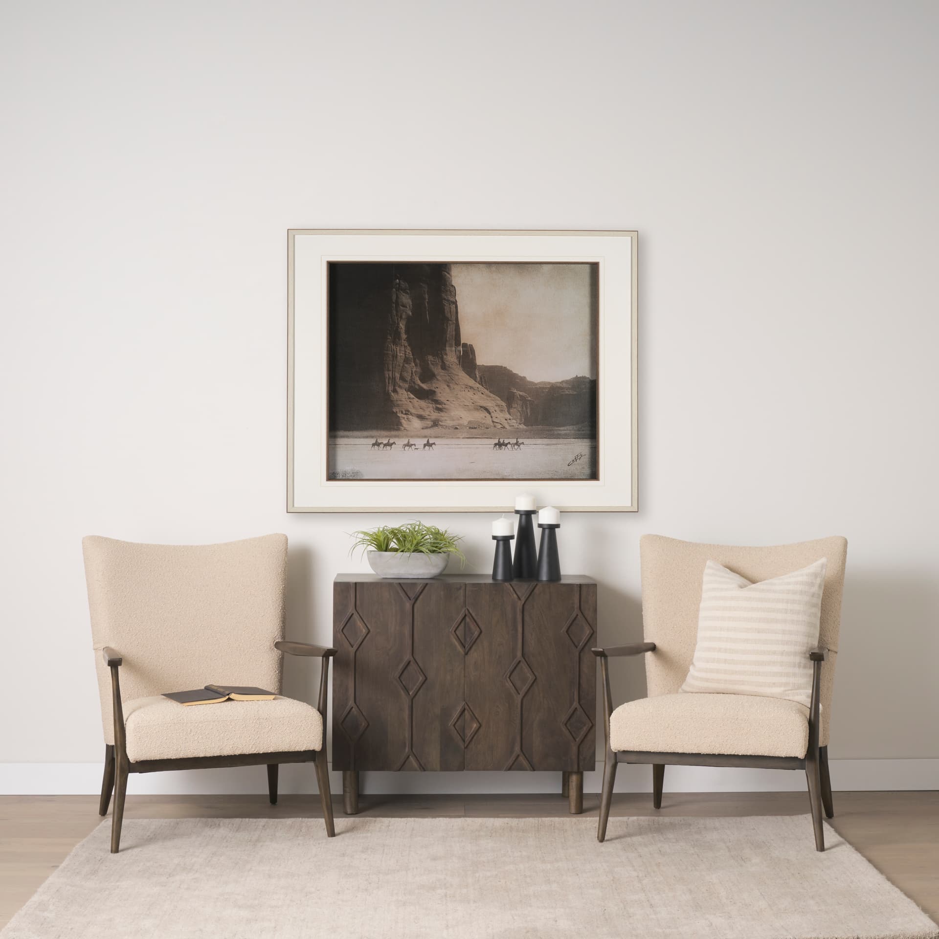 Argent Beige Boucle Accent Chair — in a styled room