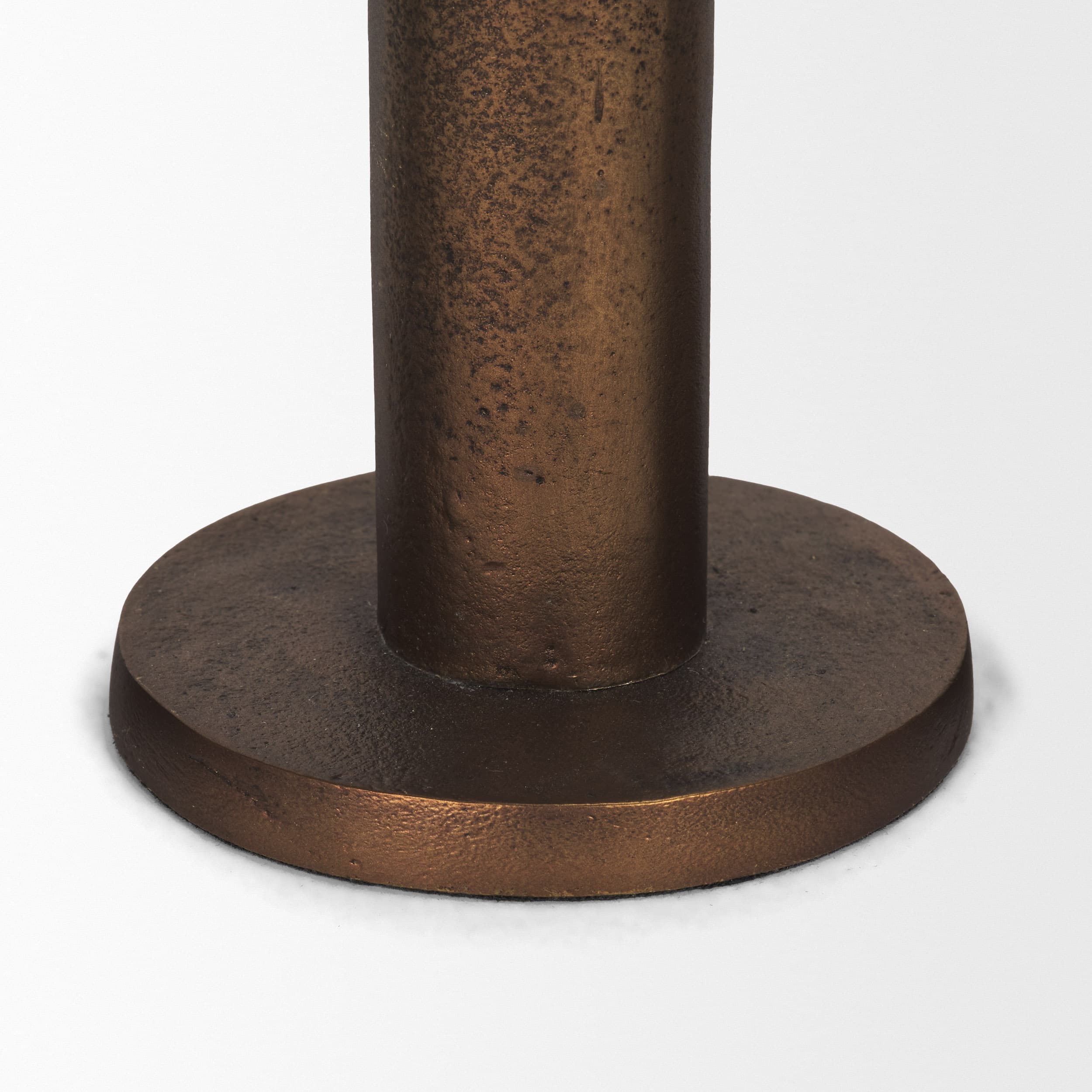 Declan Antiqued Brass Cast Metal Taper Candle Holder — product photograph