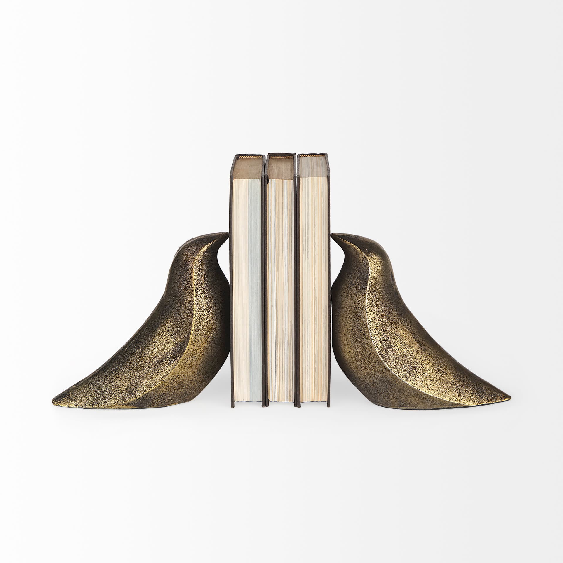 Dover (Set of 2) 15L x 4W Gold Aluminum Dove Bookends — product photograph