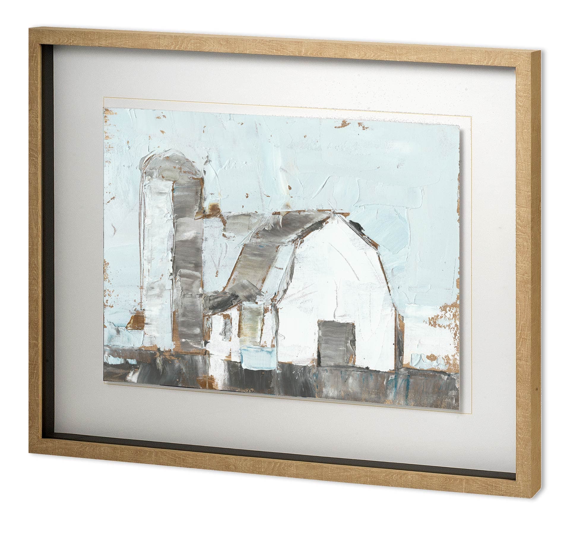 Barn & Silo II by Ethan Harper a Hand Embellished Textured Framed Art Print Matted under Glass — product photograph