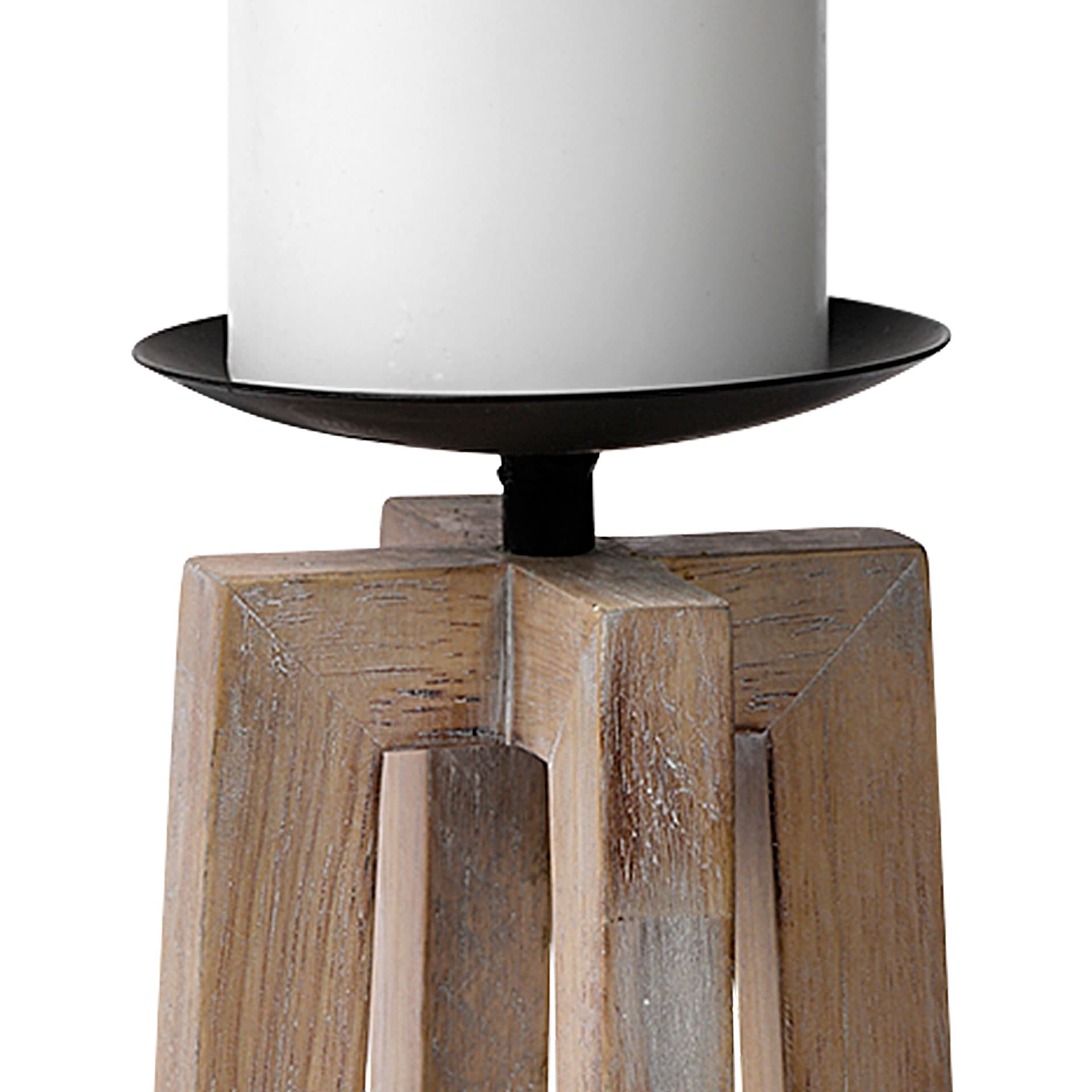 Astra Large Light Brown Wood Pedestal Base Table Candle Holder — product photograph
