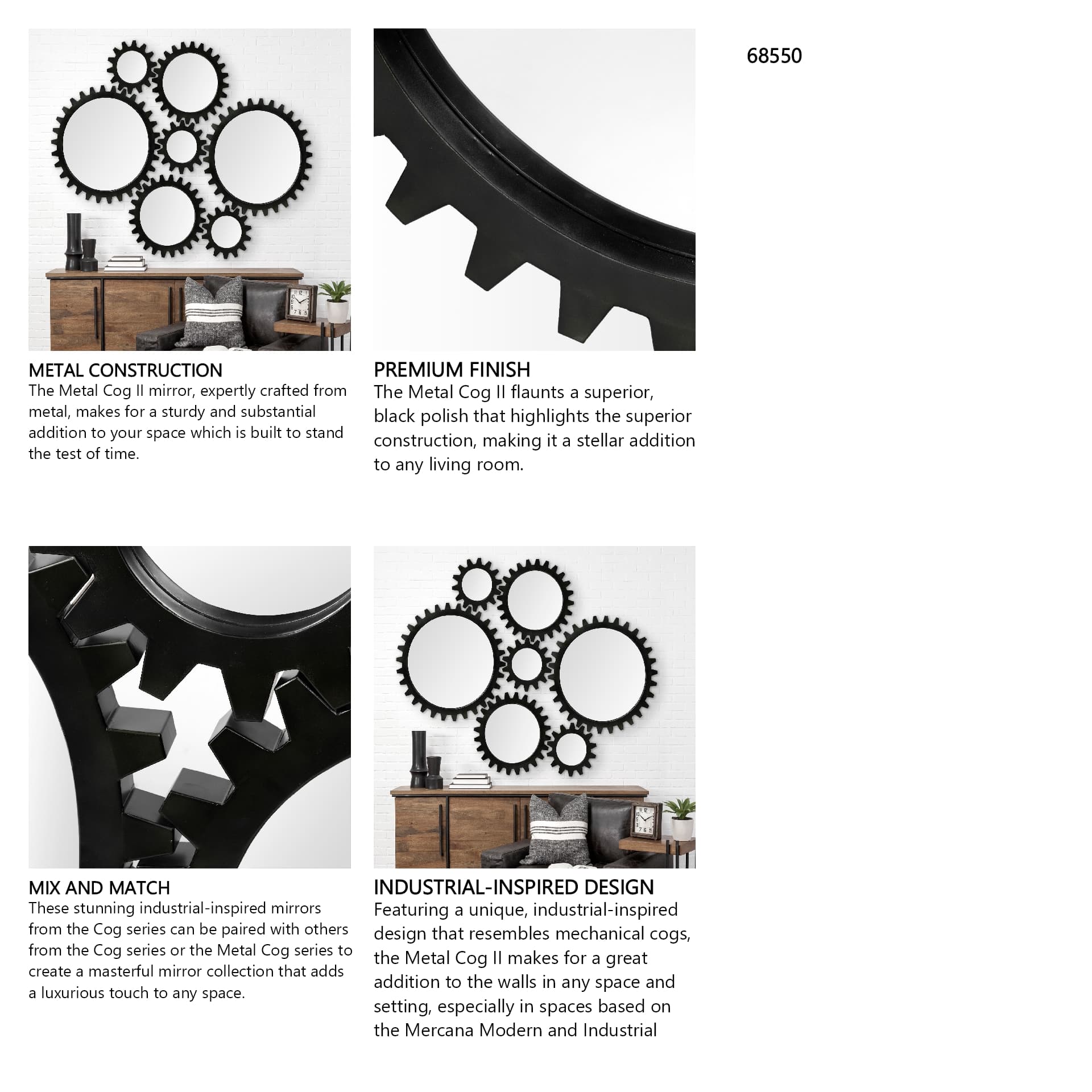 Alloy Cog 26" Round Black Metal Frame Mirror — in a styled room