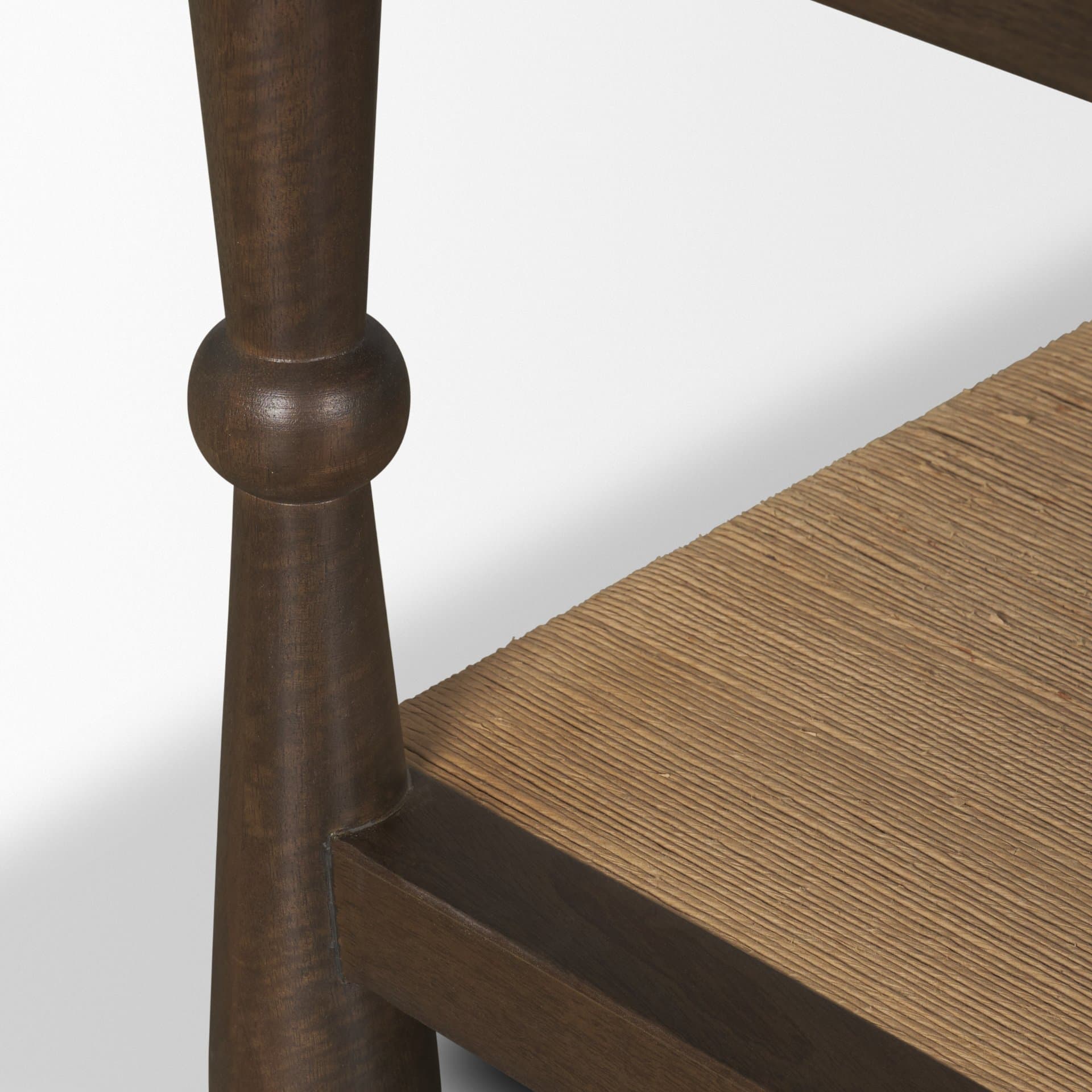 Bondi 42" Dark Brown Wood w/ Paper Rope Shelf Square Coffee Table — product photograph