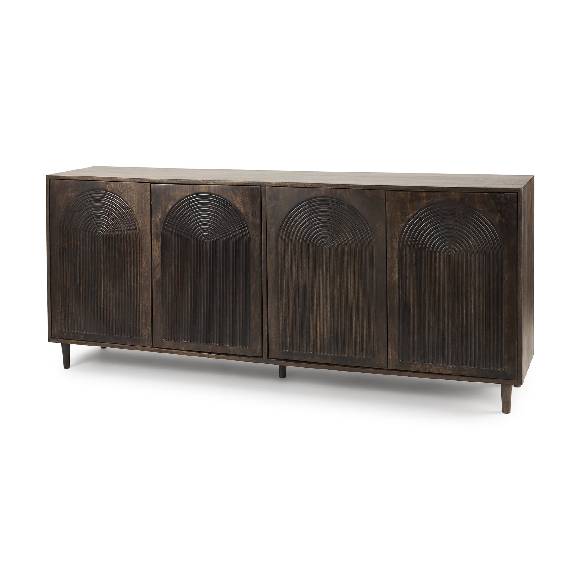 Tucker Dark Brown w/ Carved Arch Pattern 4 Door Sideboard — product photograph