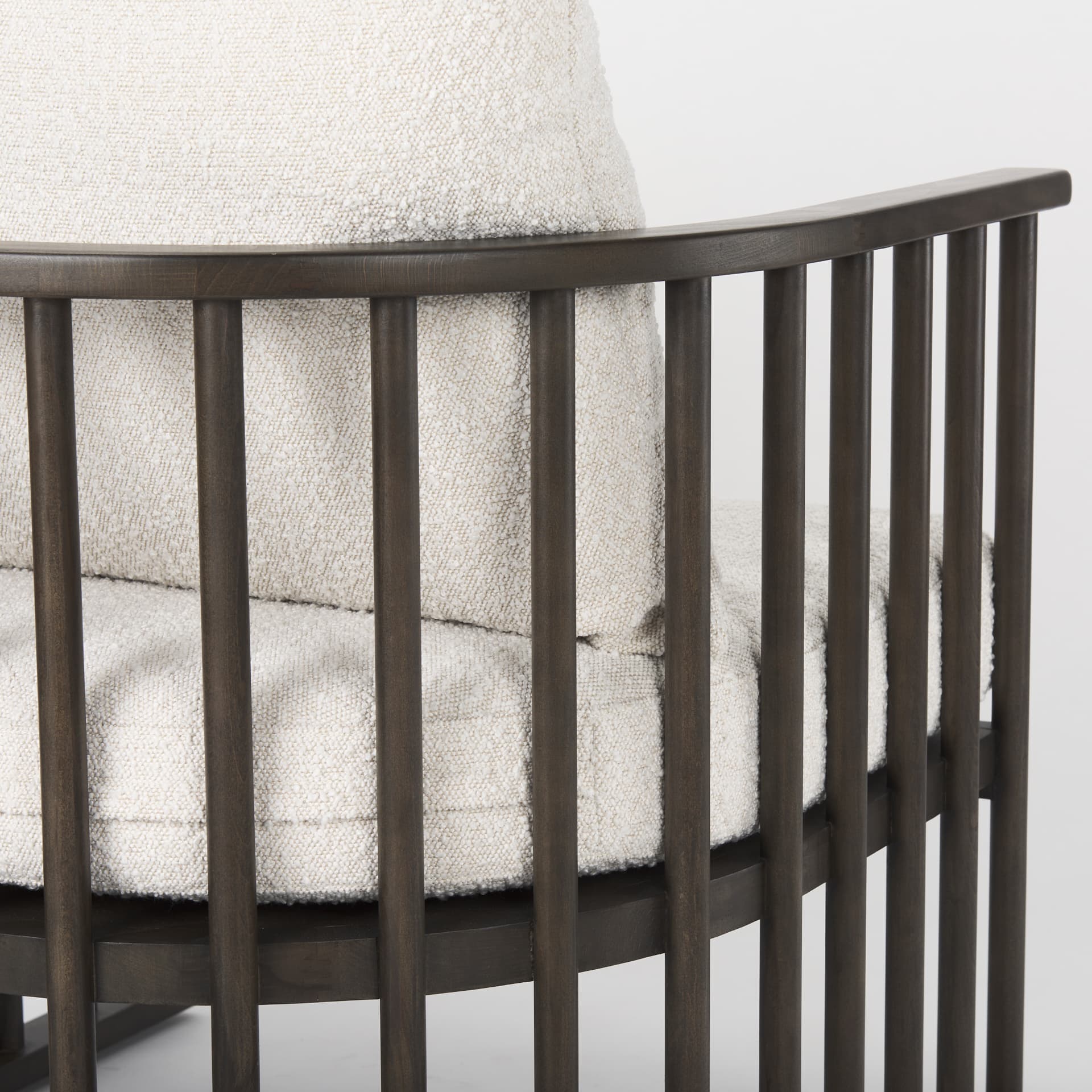 Kopari 30.1L x 30.5W x 37.2H White Boucle Fabric W/Dark Brown Wood Accent Chair — product photograph
