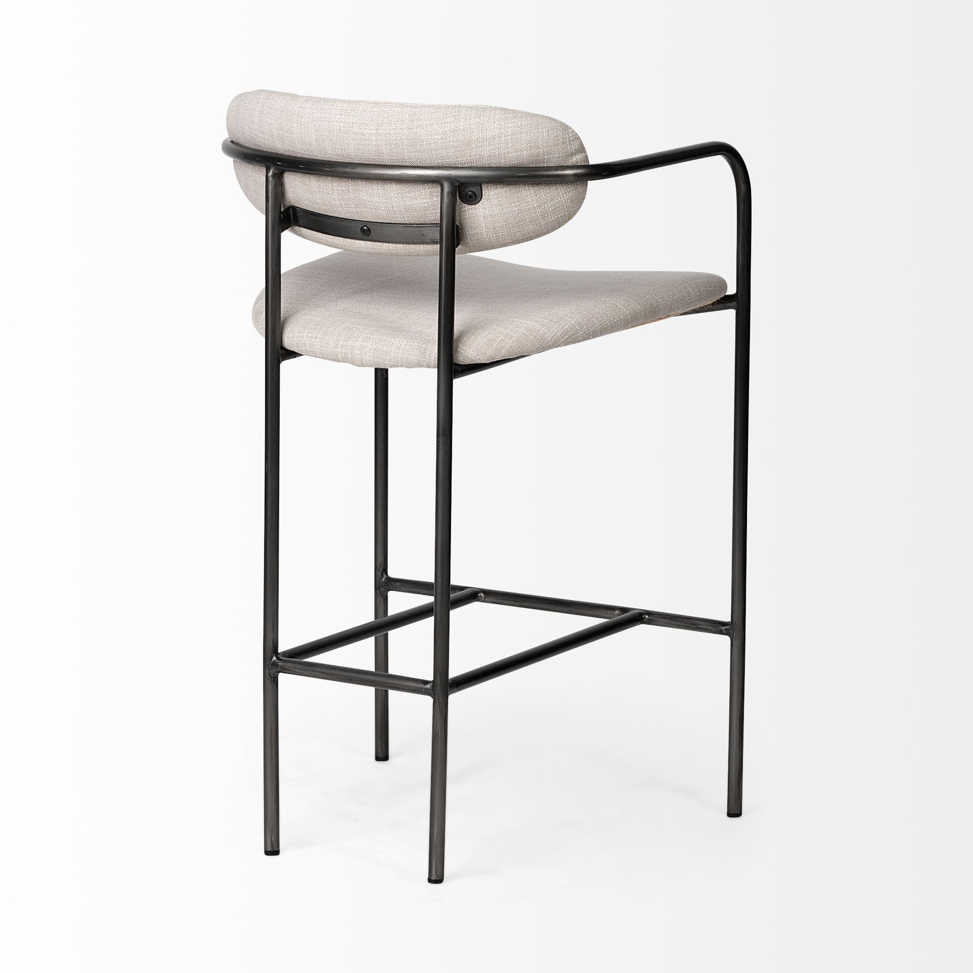 Parker Backless 36in Seat Counter Stool | Beige Fabric w/ Grey Metal — product photograph