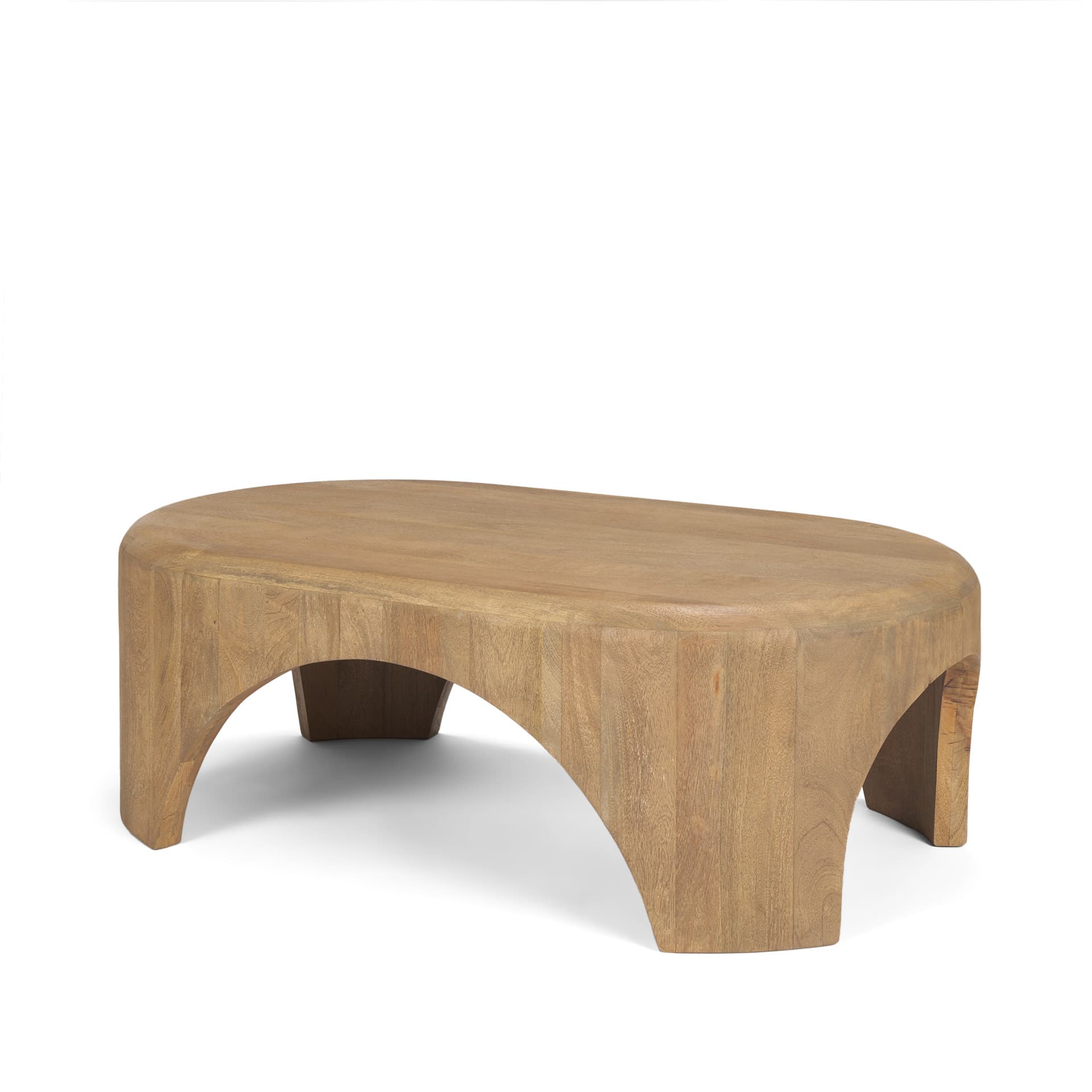 Shima Oval Light Brown Wood w/ Arched Legs Coffee Table — product photograph