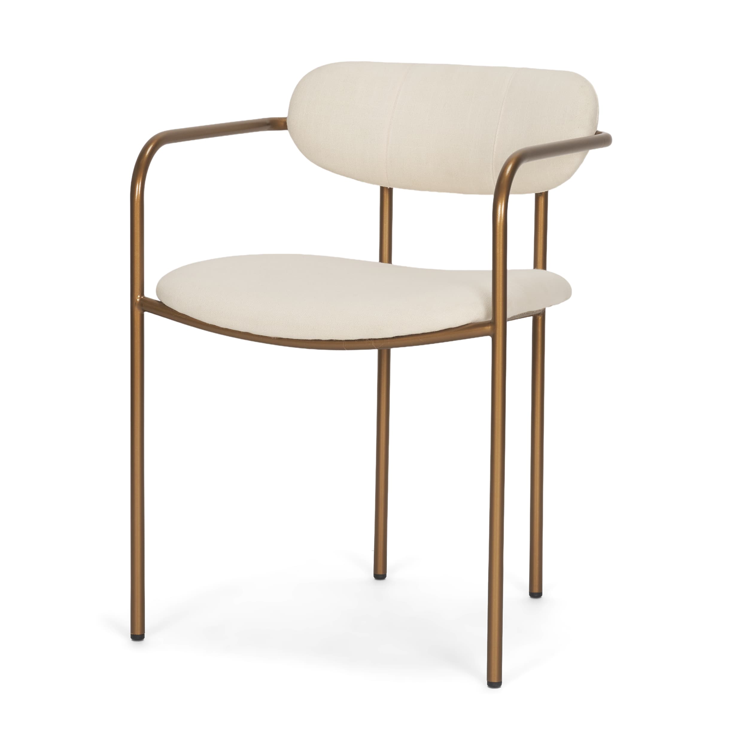Parker Curved Back Dining Arm Chair | Cream Fabric w/ Gold Metal — product photograph
