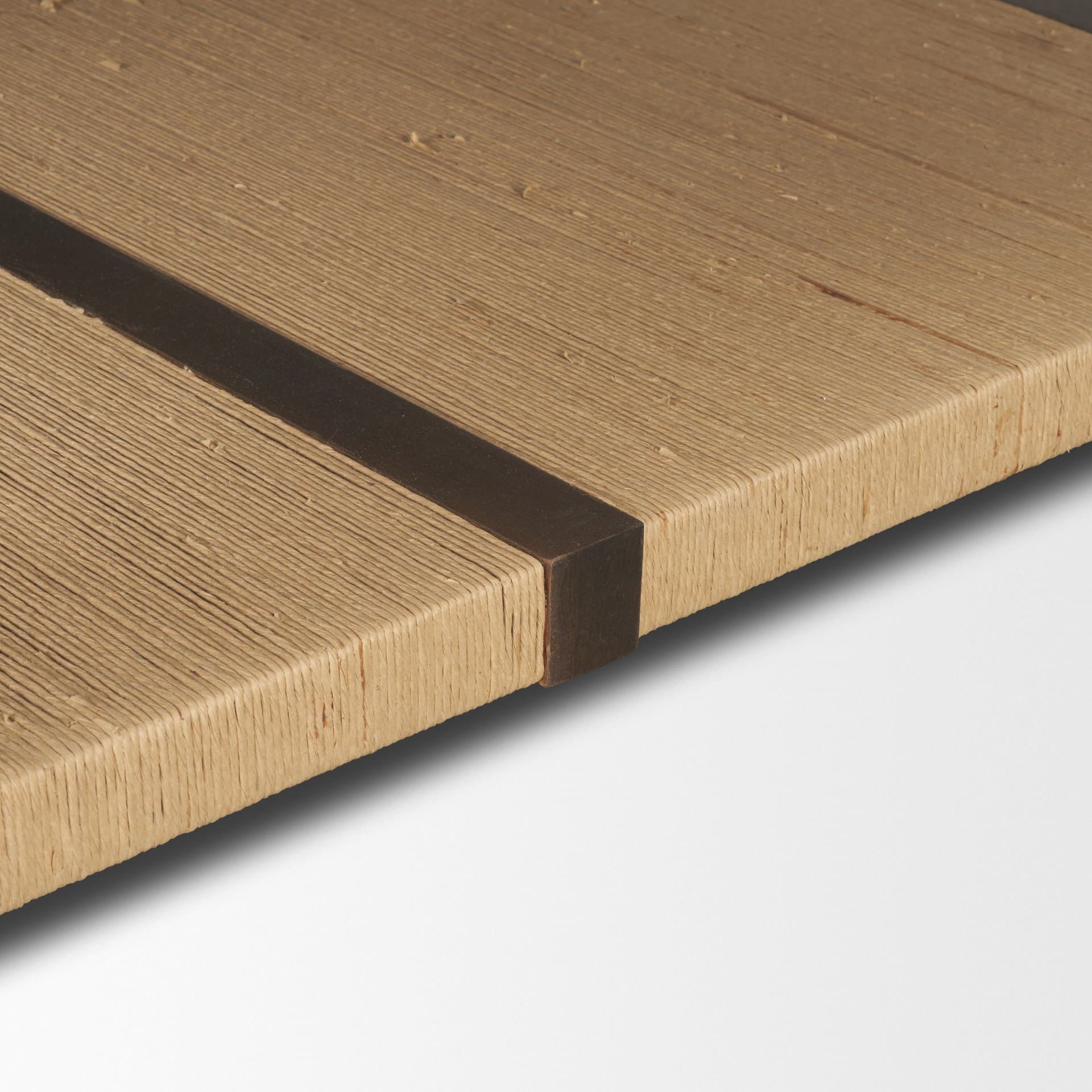Bondi 42" Dark Brown Wood w/ Paper Rope Shelf Square Coffee Table — product photograph