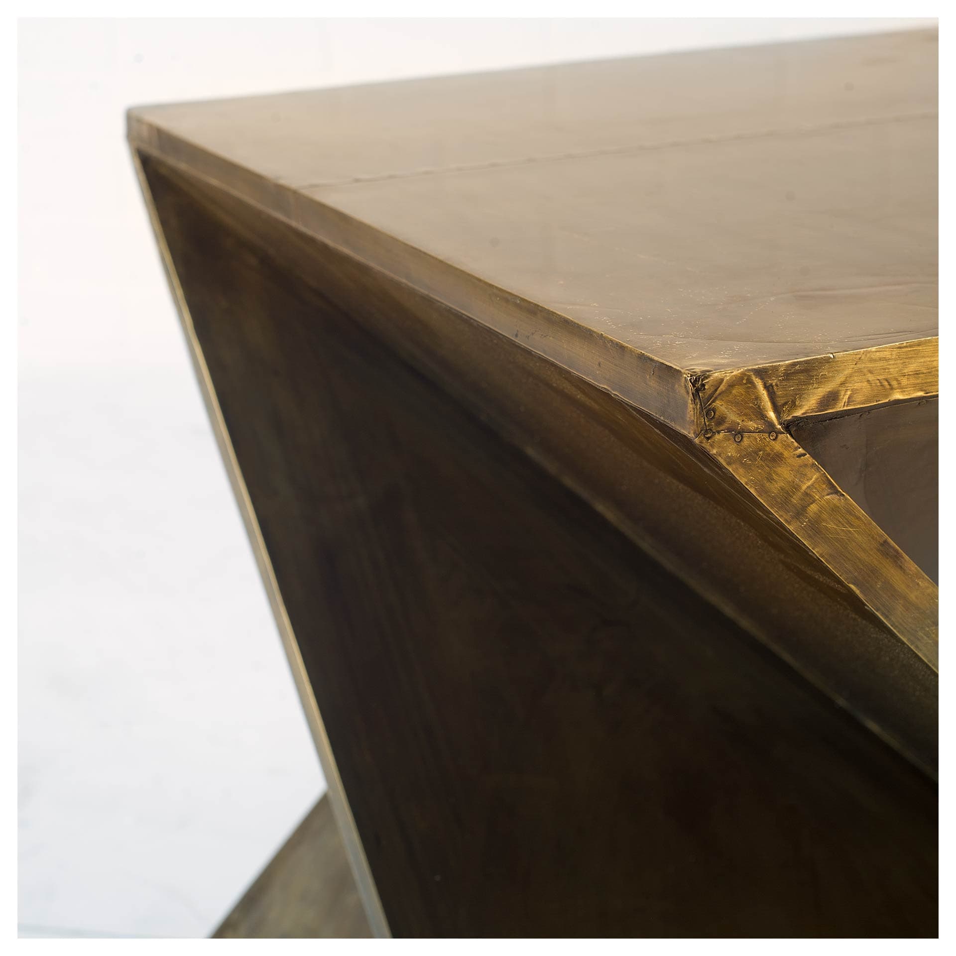 Zelda 20L x 20W Gold Metal-Cladded Z-Shaped Wooden Accent Table — product photograph