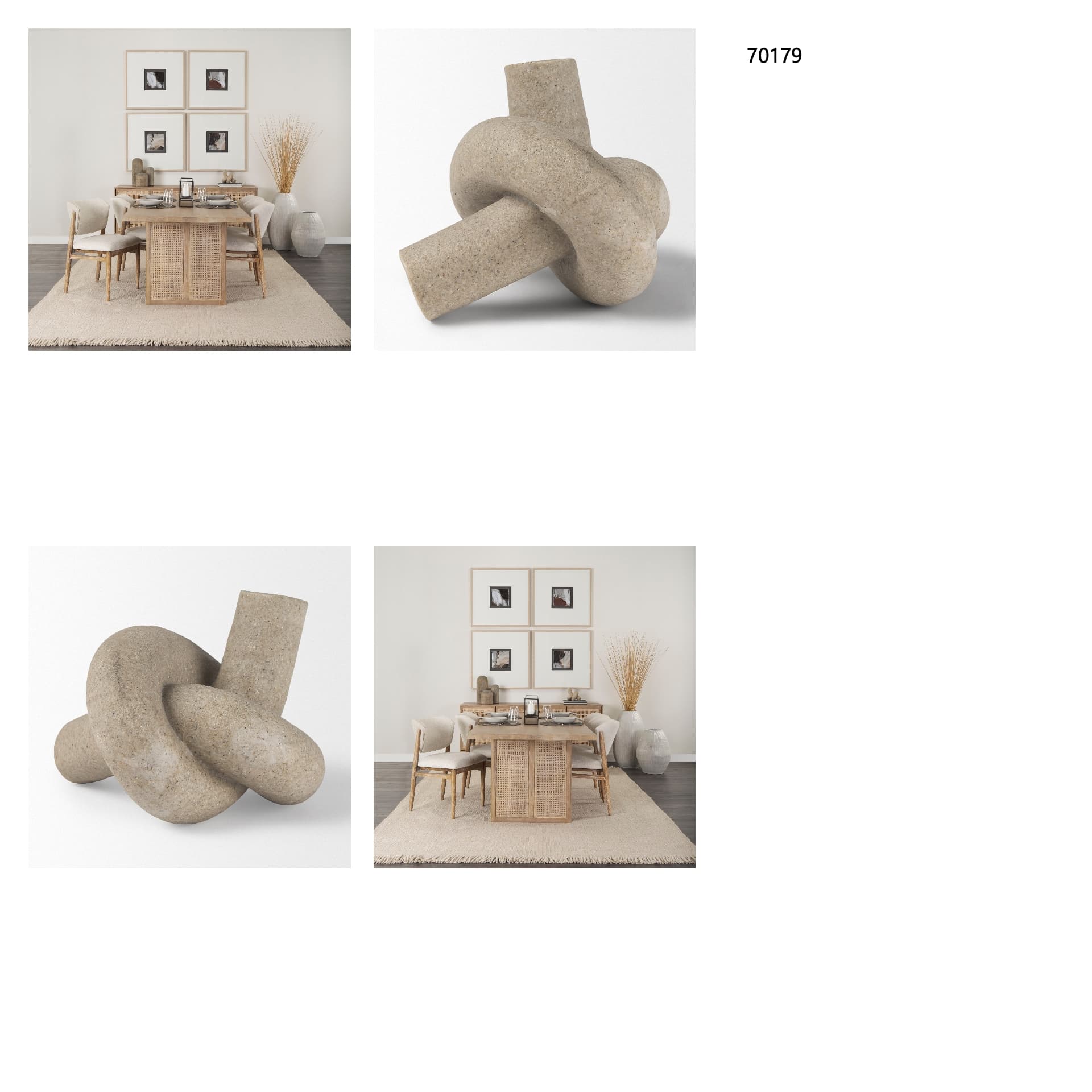 Otto Sandstone Resin Small Knot Sculpture Decorative Object — in a styled room