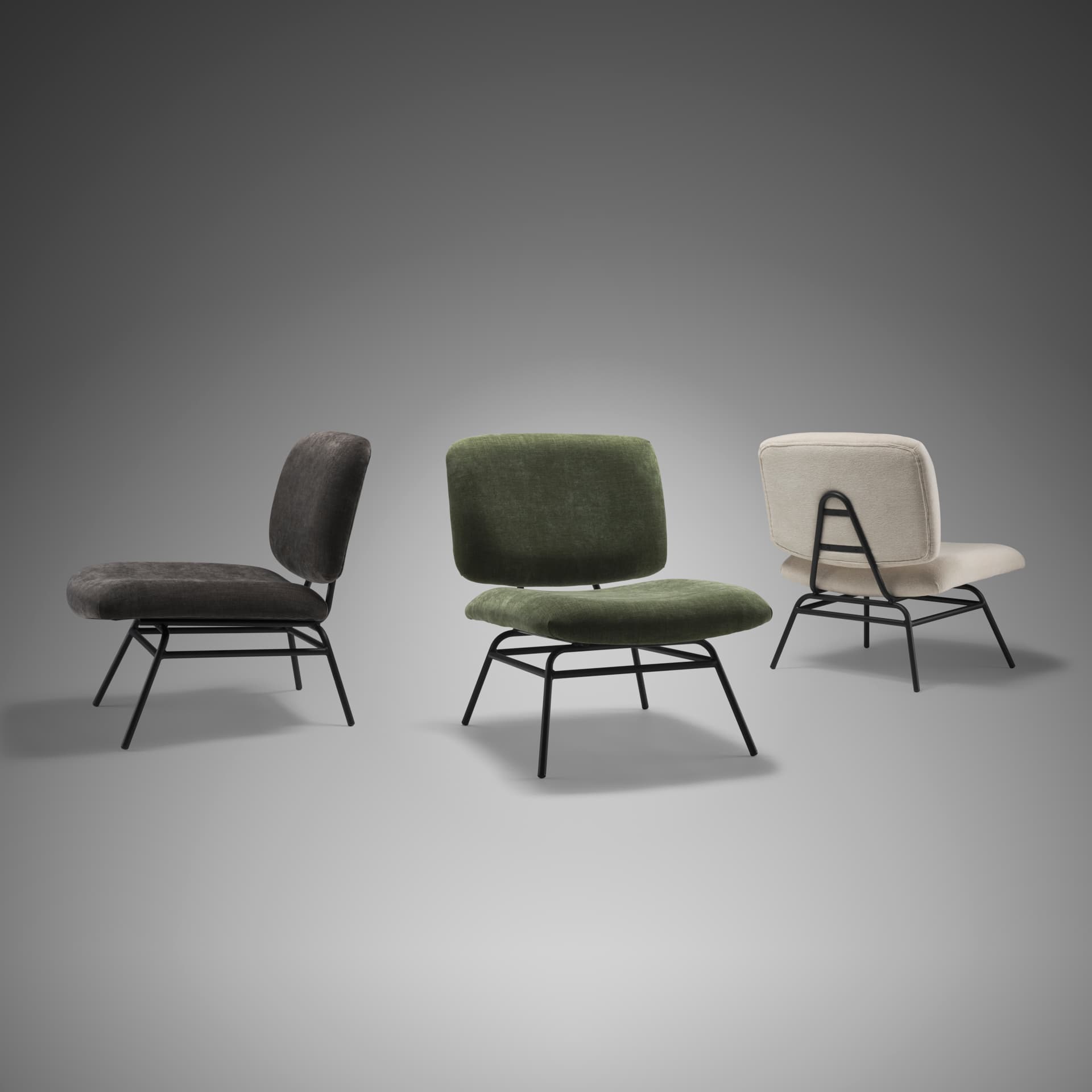 Nora Cream Fabric w/ Matte Black Metal Legs Accent Chair — product photograph