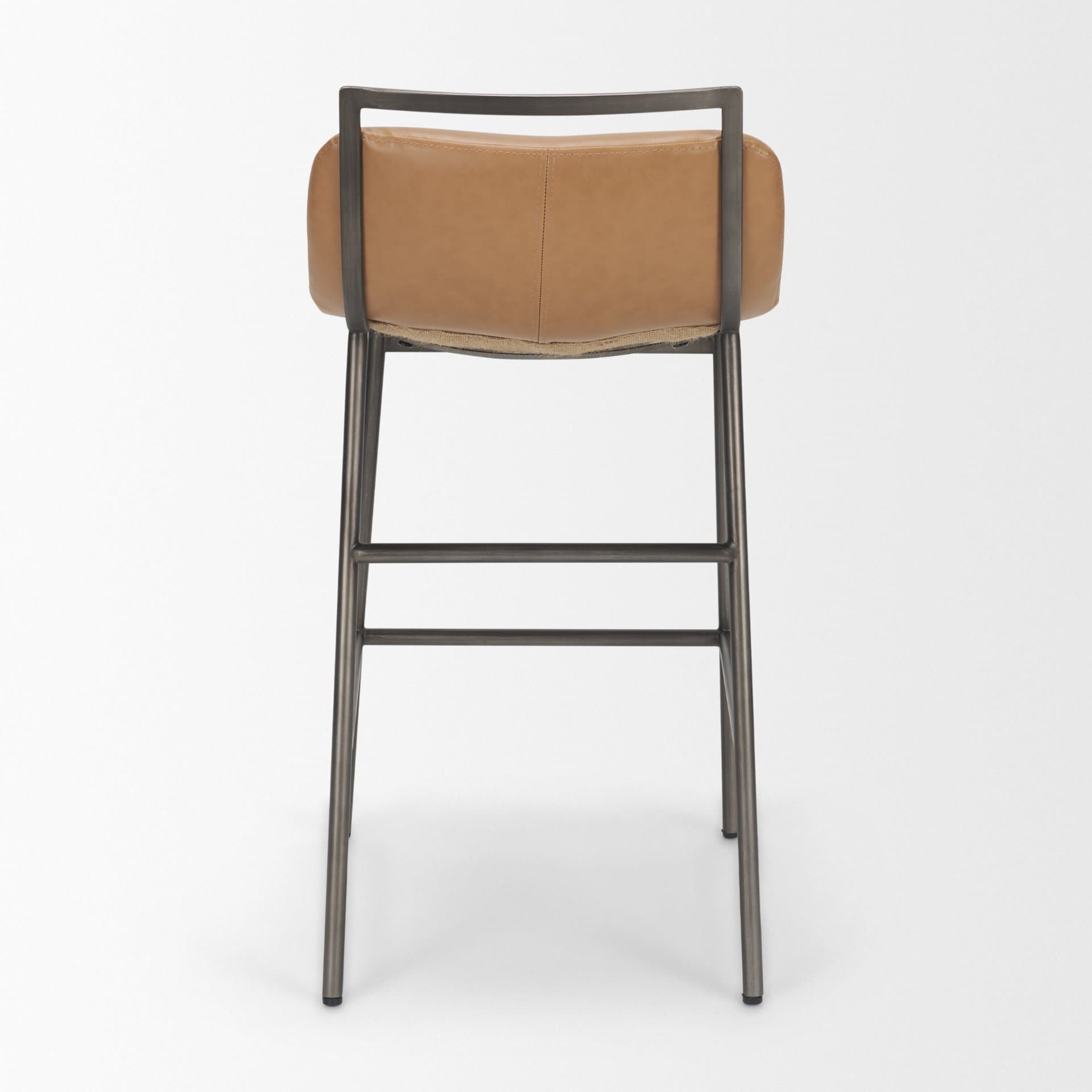 Kavalan Backless 33.5in Seat Counter Stool | Tan Leather w/ Gunmetal — product photograph