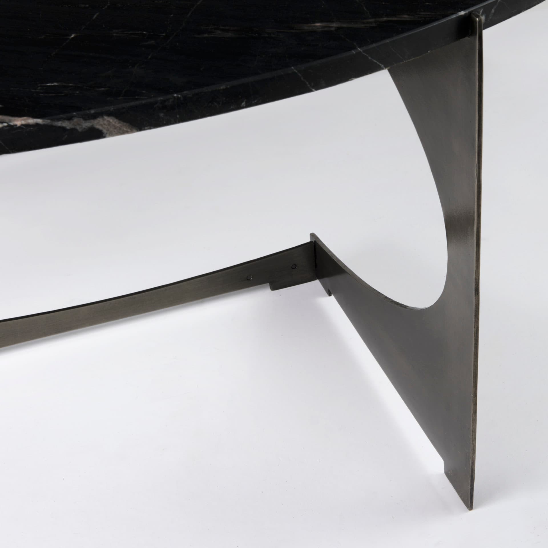 Reinhold III Black Marble Top Iron Coffee Table — product photograph