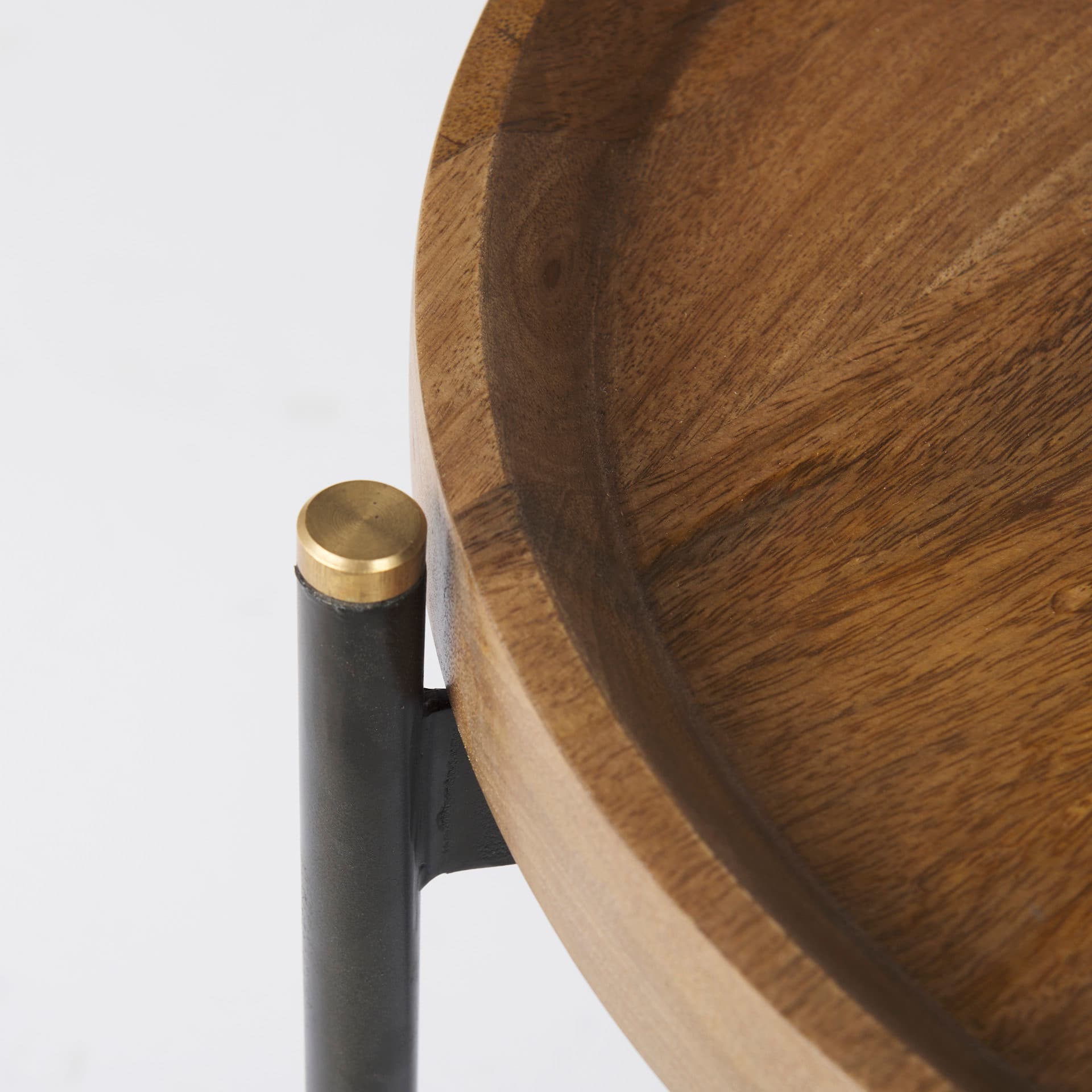 Marquisa (Set of 2) 22.5L x 22.5W x 20.8H Light Brown Wood W/ Black Metal Base Nesting Side Tables — product photograph